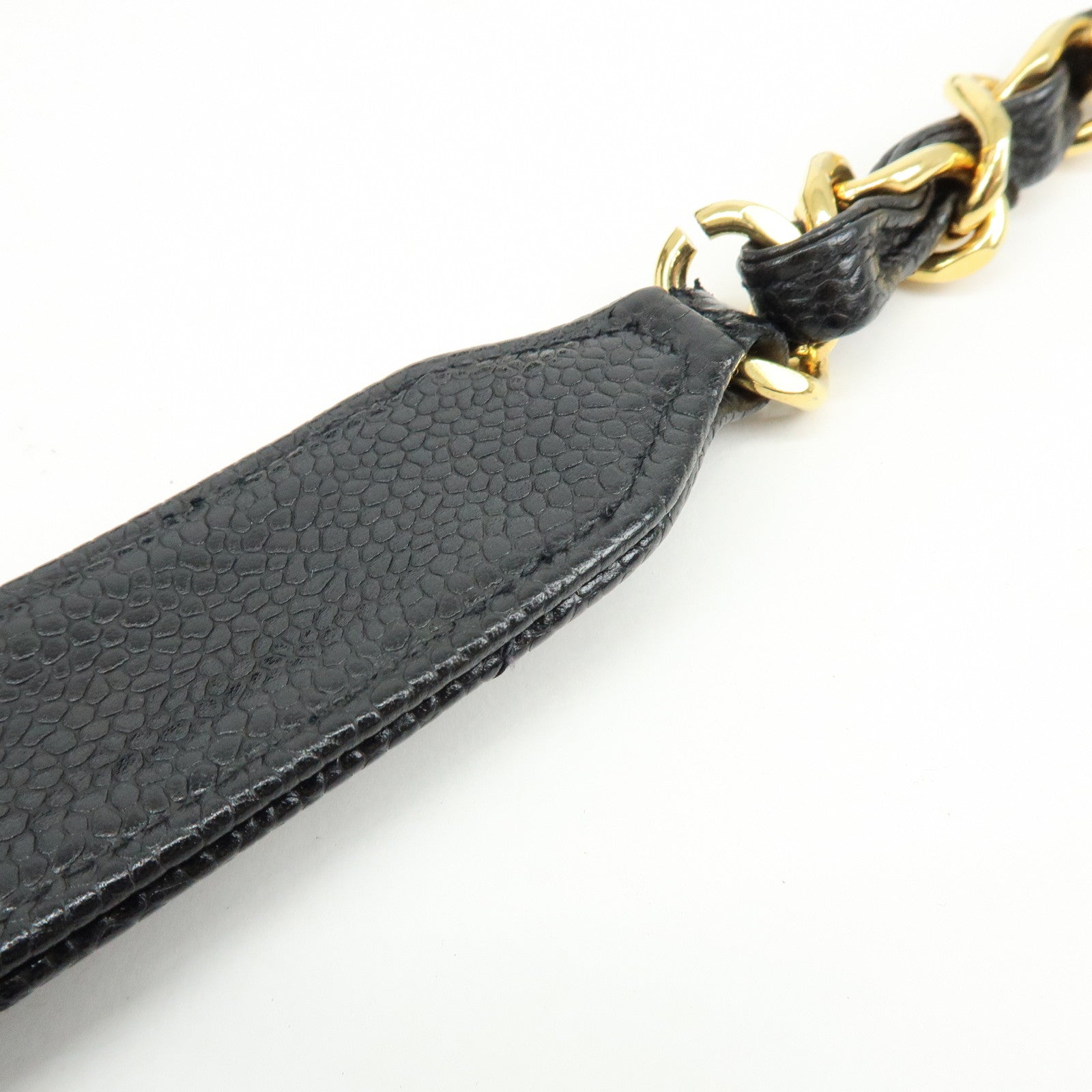 CHANEL Matelasse COCO Mark Caviarskin Chain Shoulder Bag Black