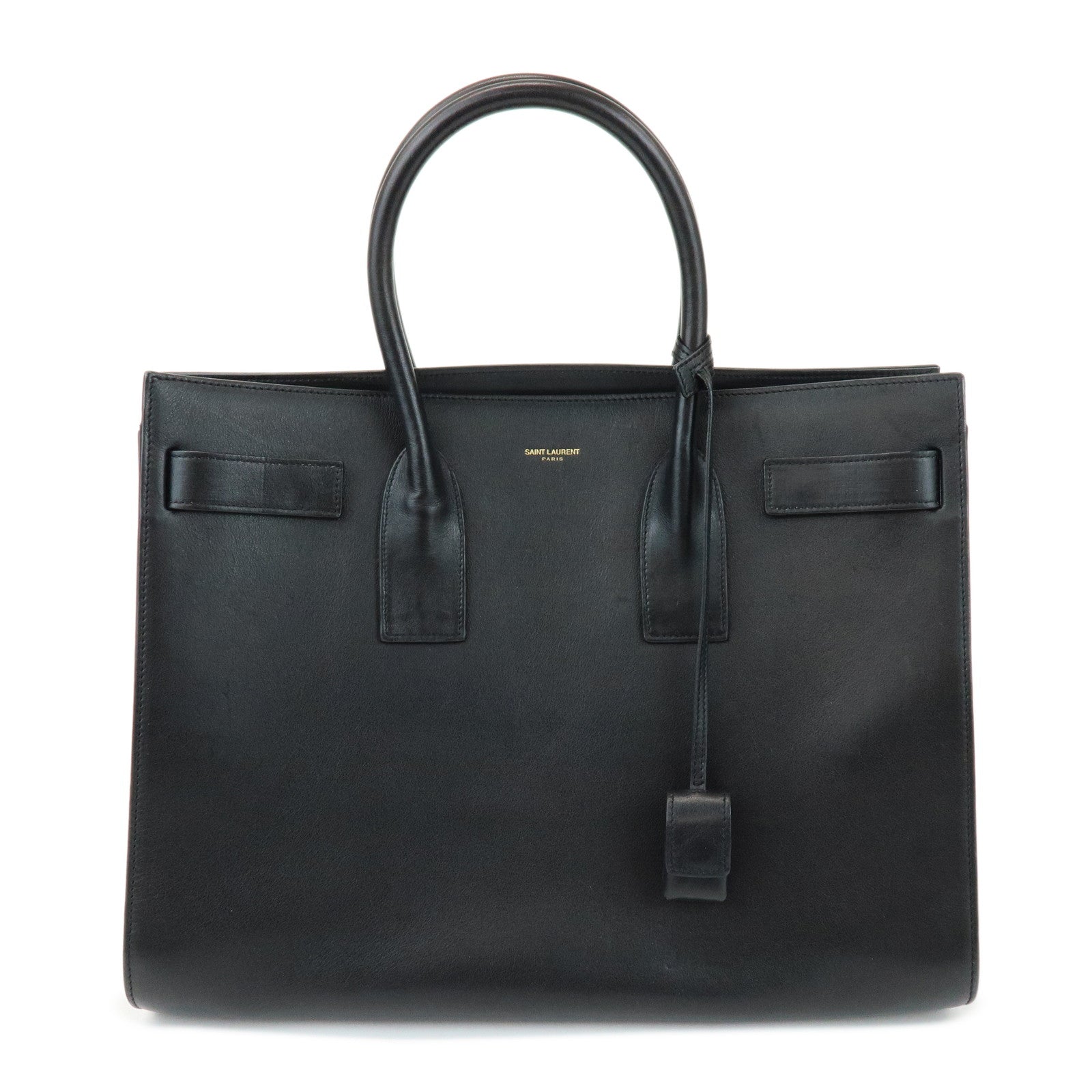 SAINT LAURENT Sac de Jour Logo Leather Tote Bag Hand Bag Black
