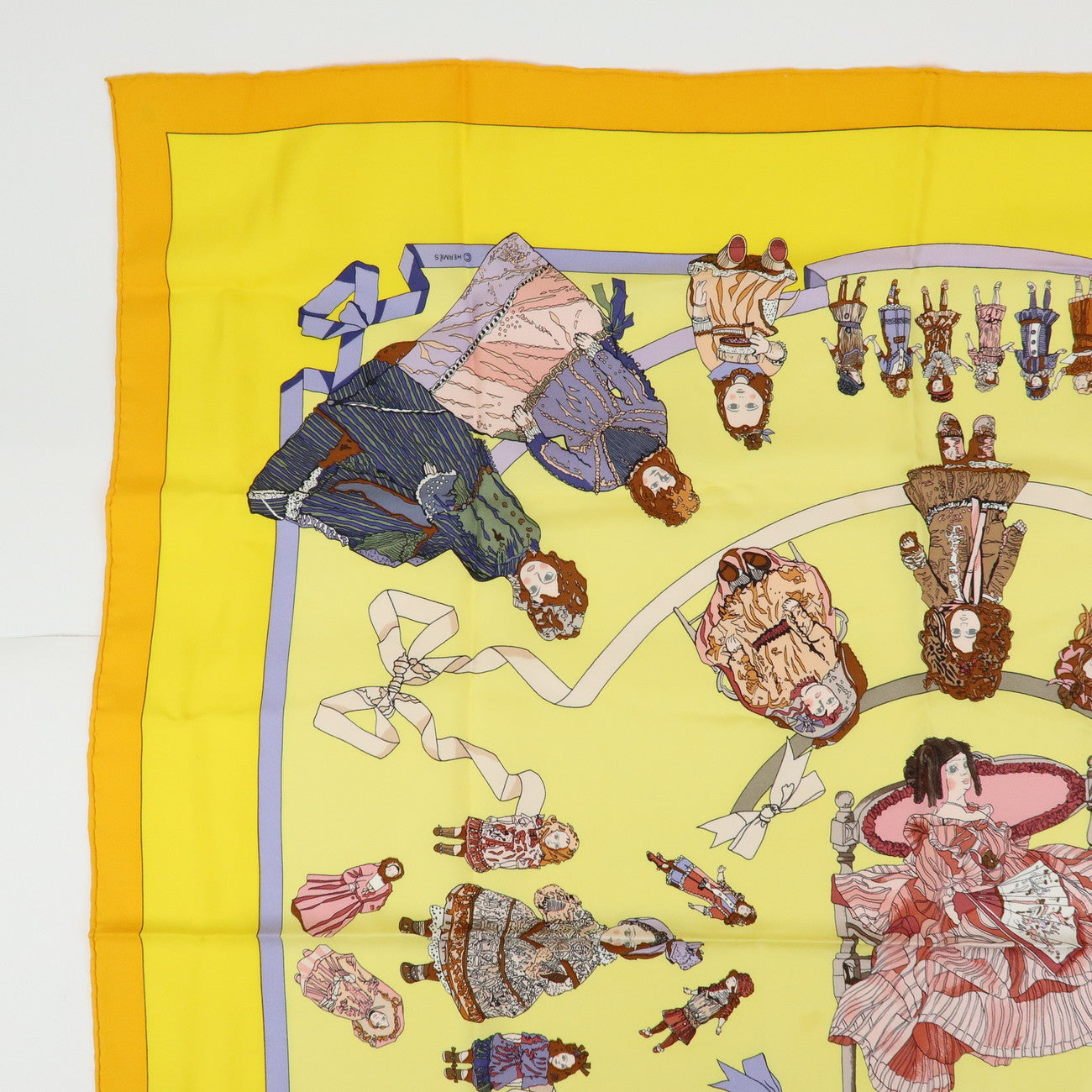 HERMES Carre 90 Silk 100% Scarf HELLO DOLLY Yellow