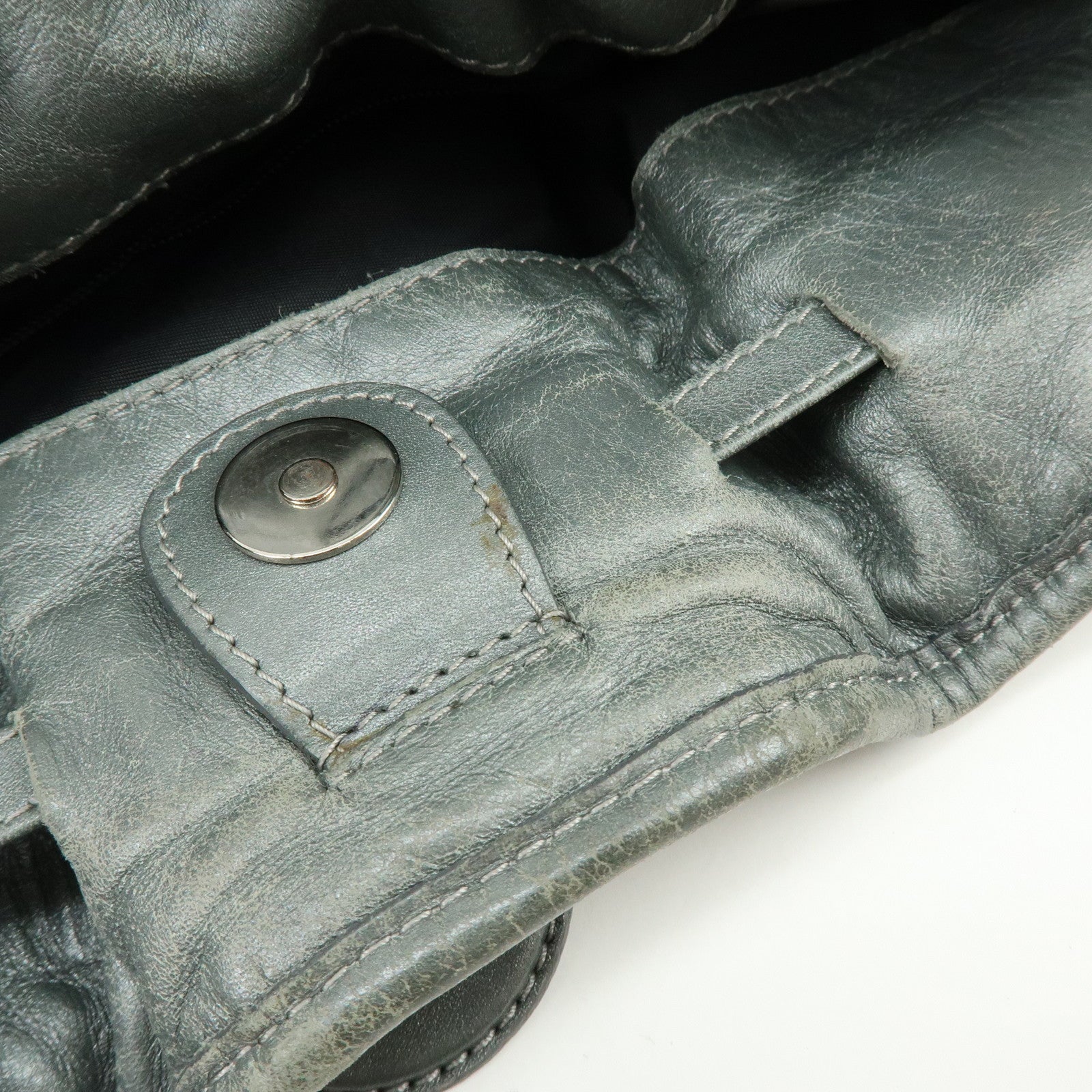 Christian Dior Cannage Nylon Leather Tote Bag Shoulder Bag Gray