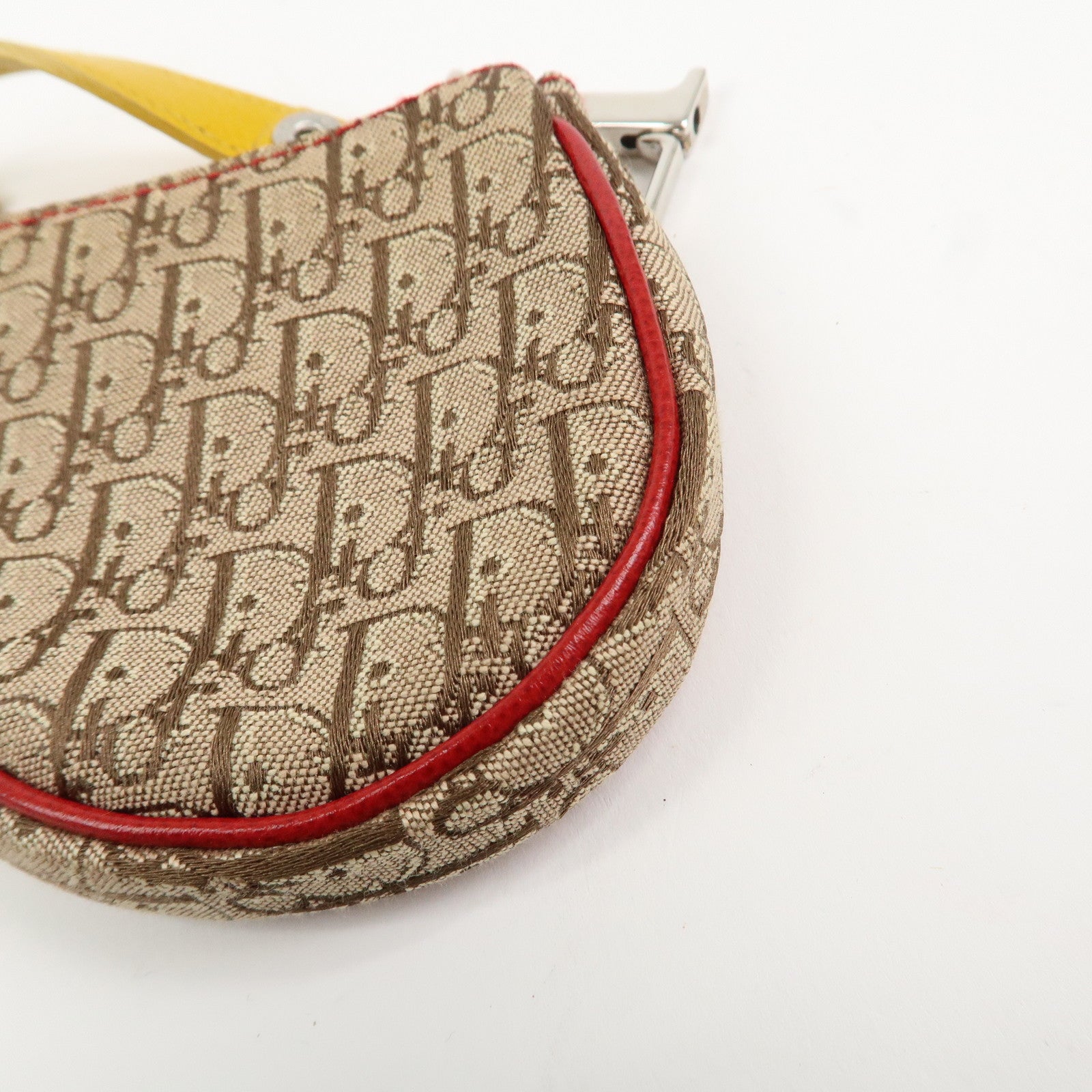 Christian Dior Rasta Trotter Canvas Leather Saddle Coin Case Brown