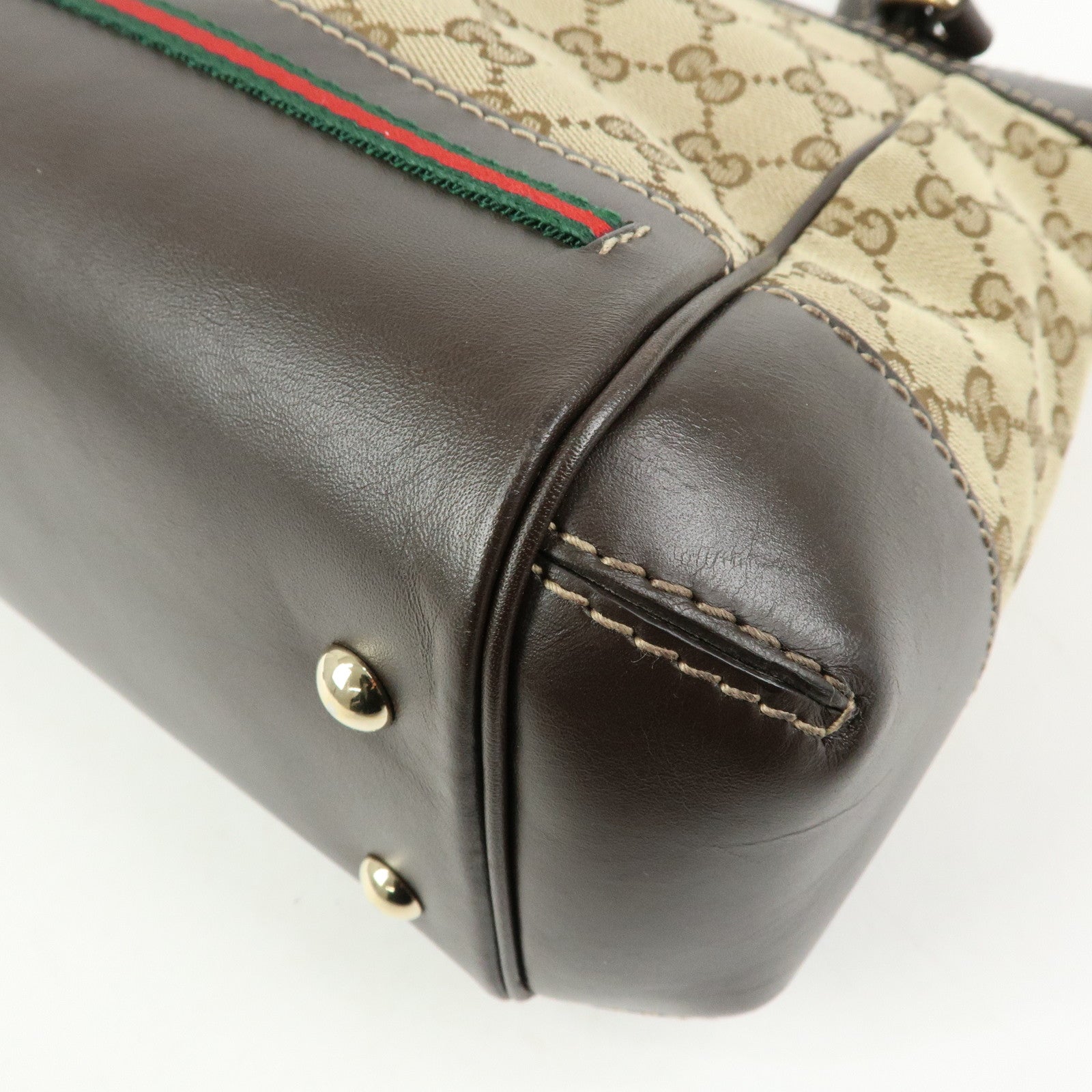 GUCCI Mayfair GG Canvas Leather Hand Bag Beige Brown 269894