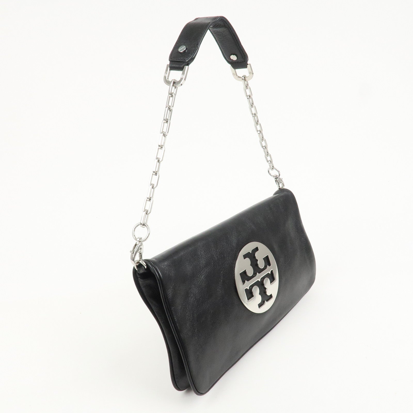TORY BURCH Leather 2Way Bag Shoulder Bag Clutch Bag Black