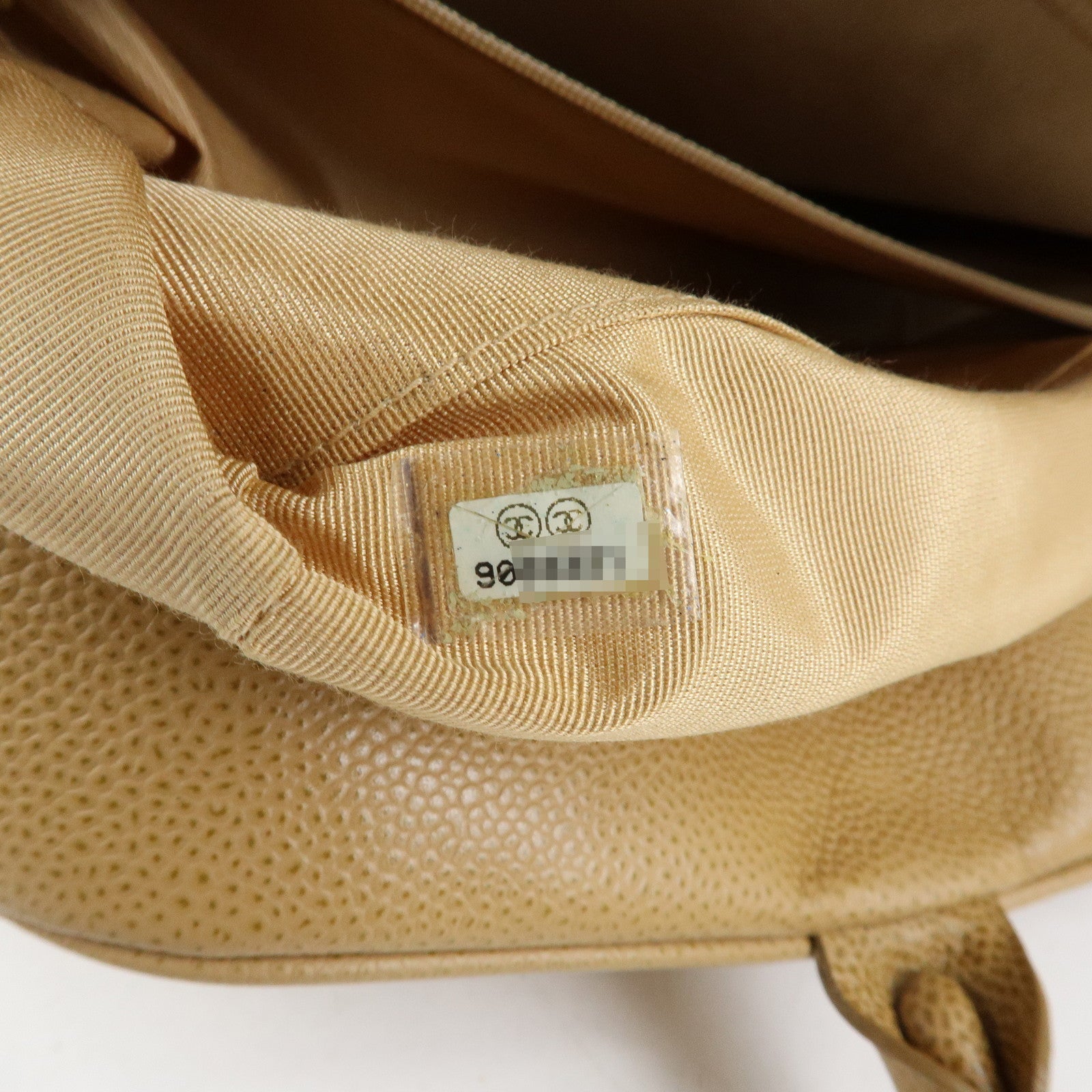 CHANEL COCO Mark Caviarskin Boston Bag Hand Bag Beige