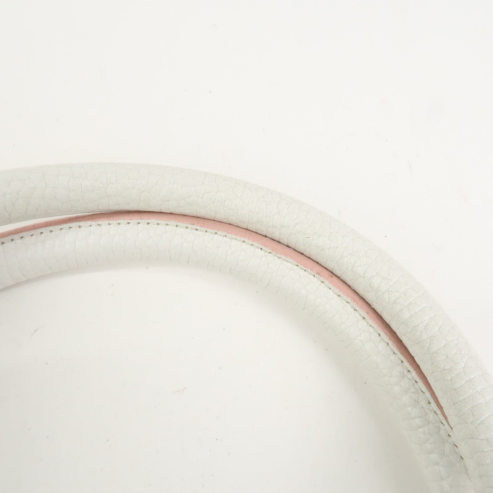 LOEWE Logo Senda Leather Shoulder Bag Boston Bag White Pink