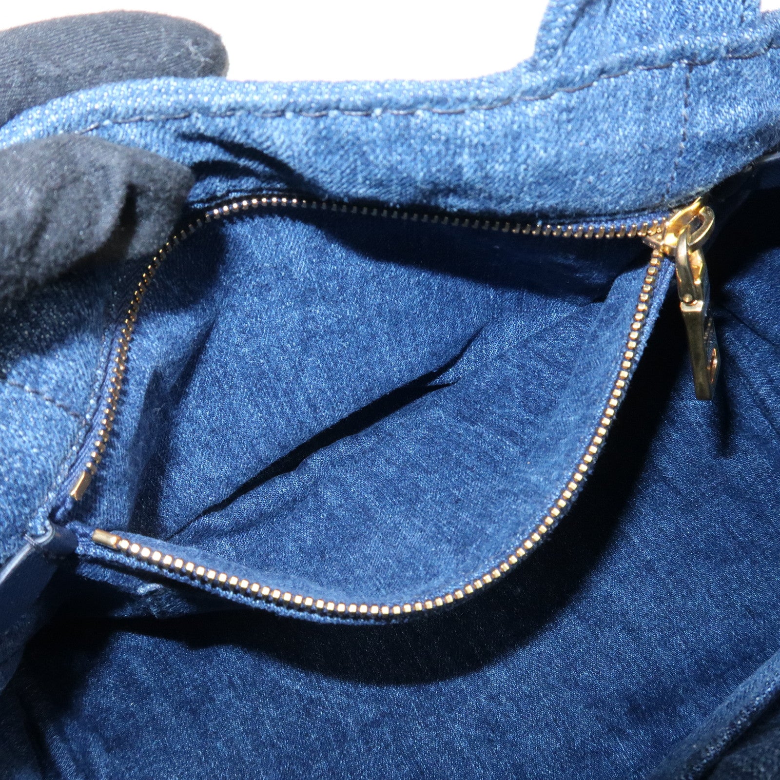 PRADA Canapa Denim 2Way Bag Hand Bag Shoulder Bag Navy B2642B Used