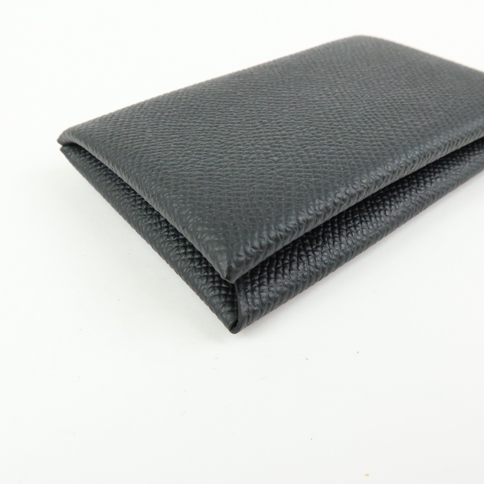 HERMES CALVI Duo Veau Epsom Card Case Card Holder W Stamped Black