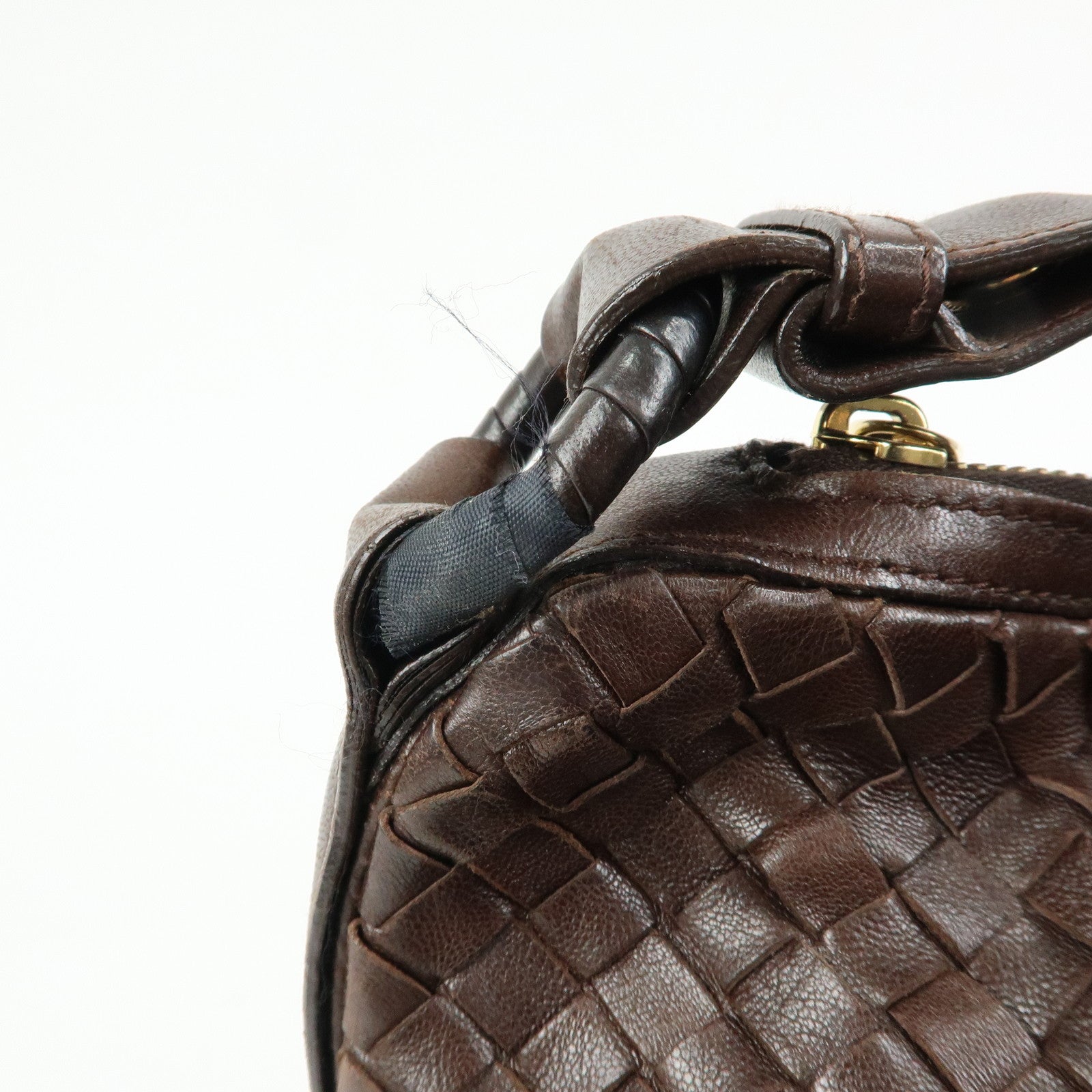 BOTTEGA VENETA Intrecciato Leather Shoulder Bag Brown 115658