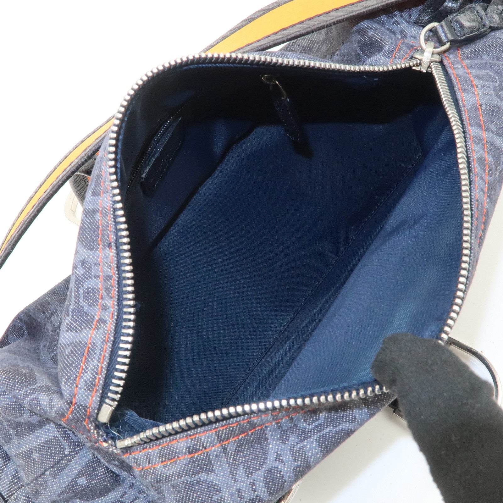 Christian Dior Flight Line Trotter Denim Leather Shoulder Bag