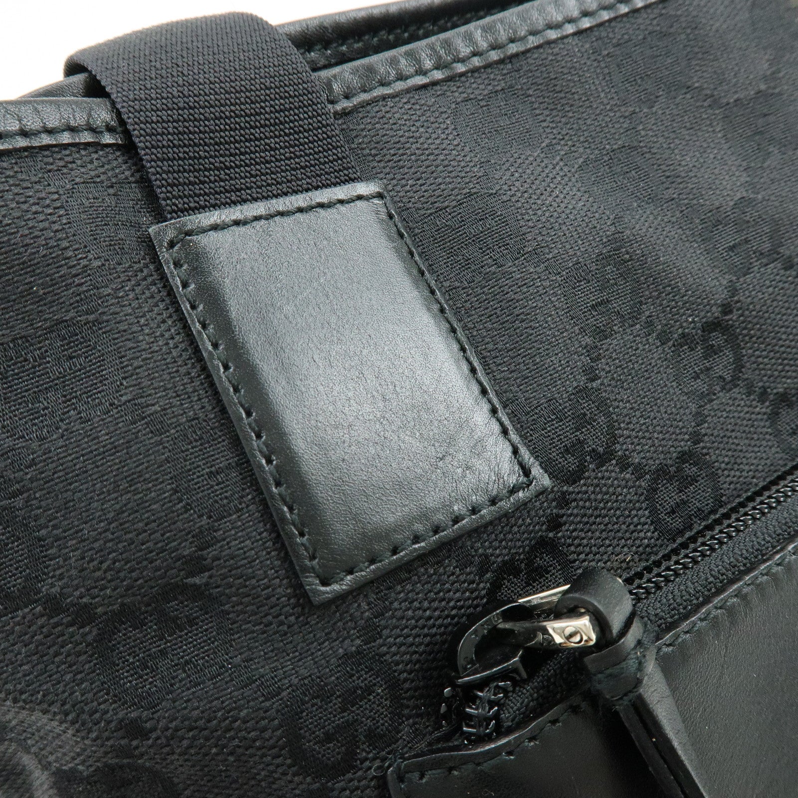 GUCCI GG Canvas Leather Tote Bag Shoulder Bag Black 28893