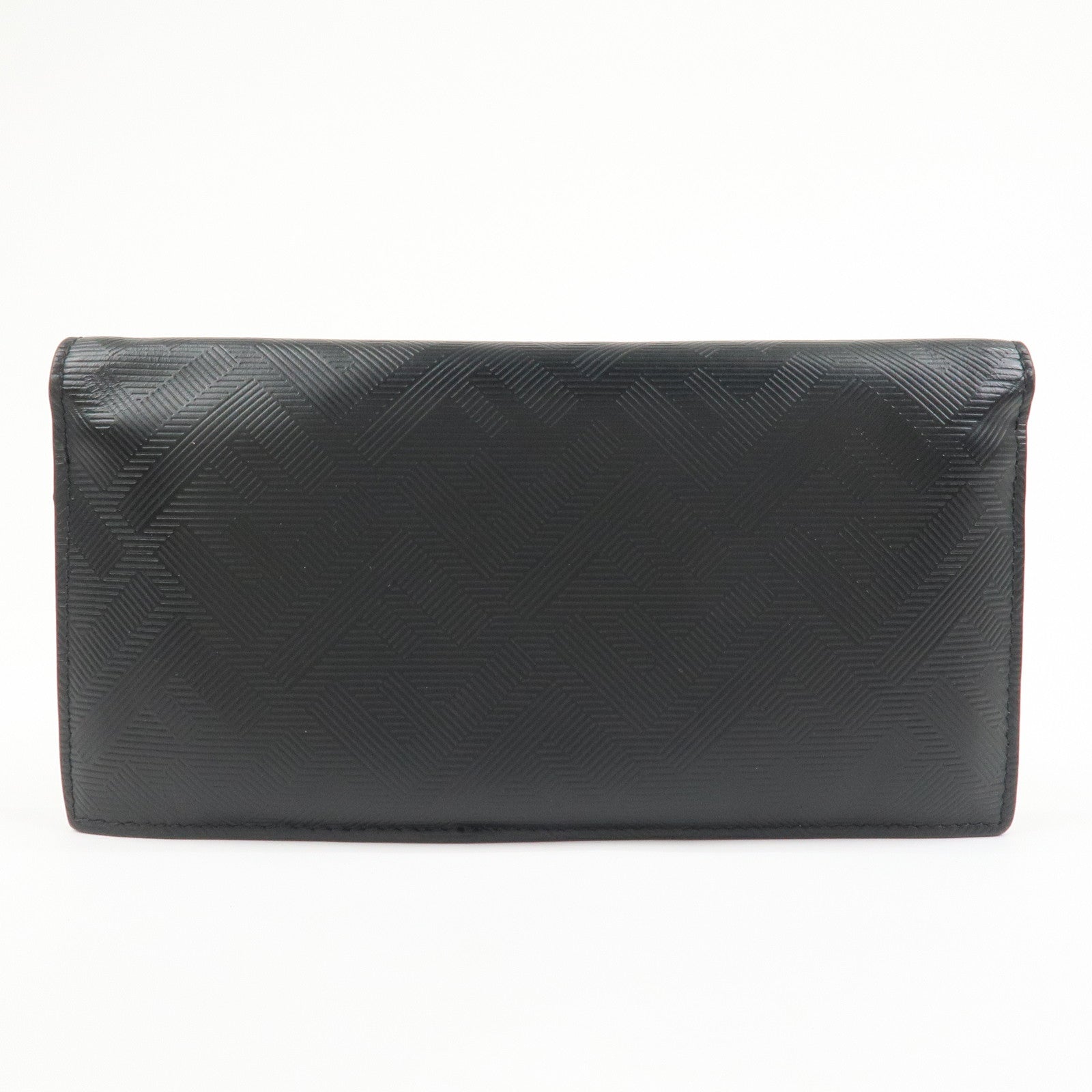 FENDI Shadow Leather Flap Long Wallet Black 7M0355