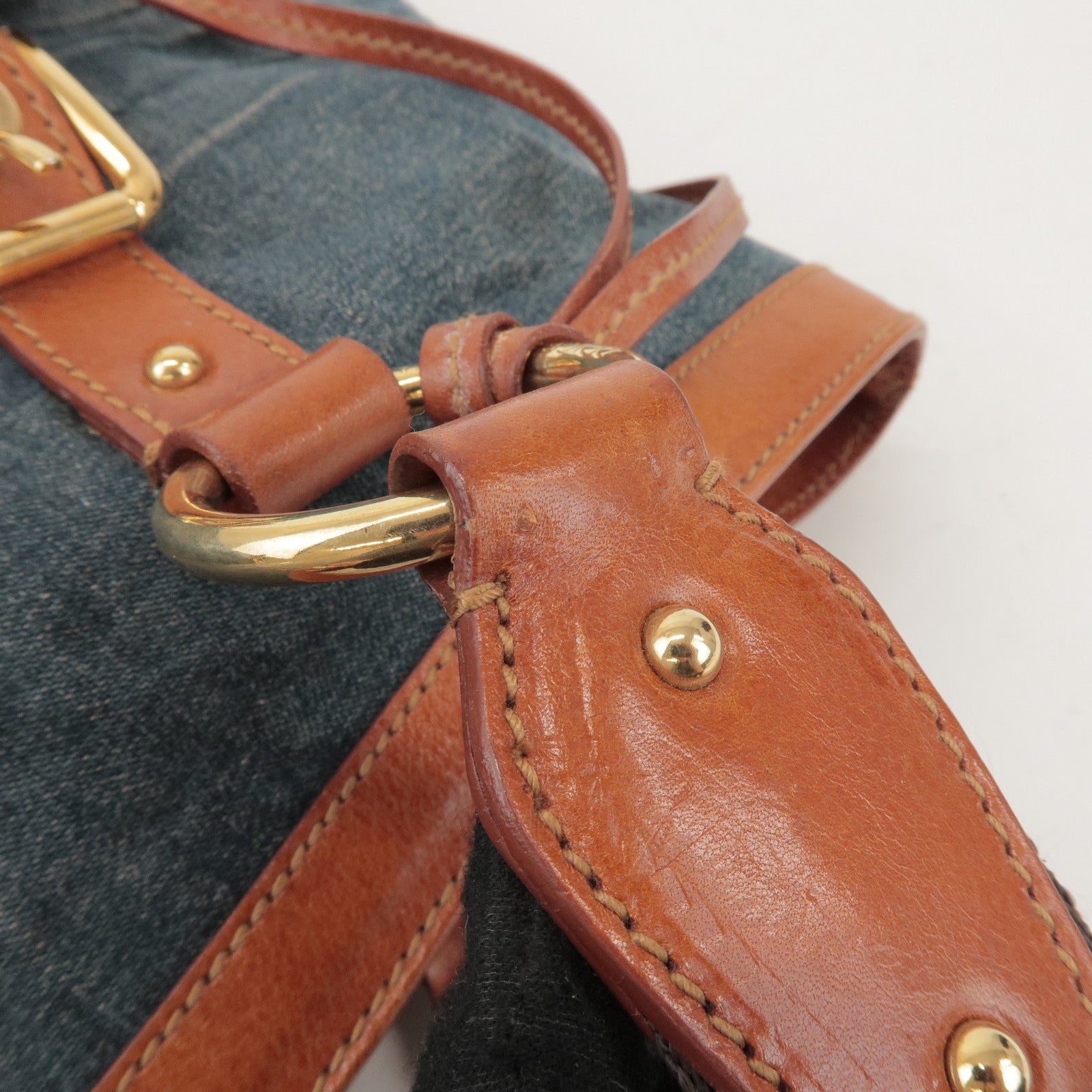 Dolce&Gabbana Denim Leather Tote Bag Shoulder Bag Denim Brown