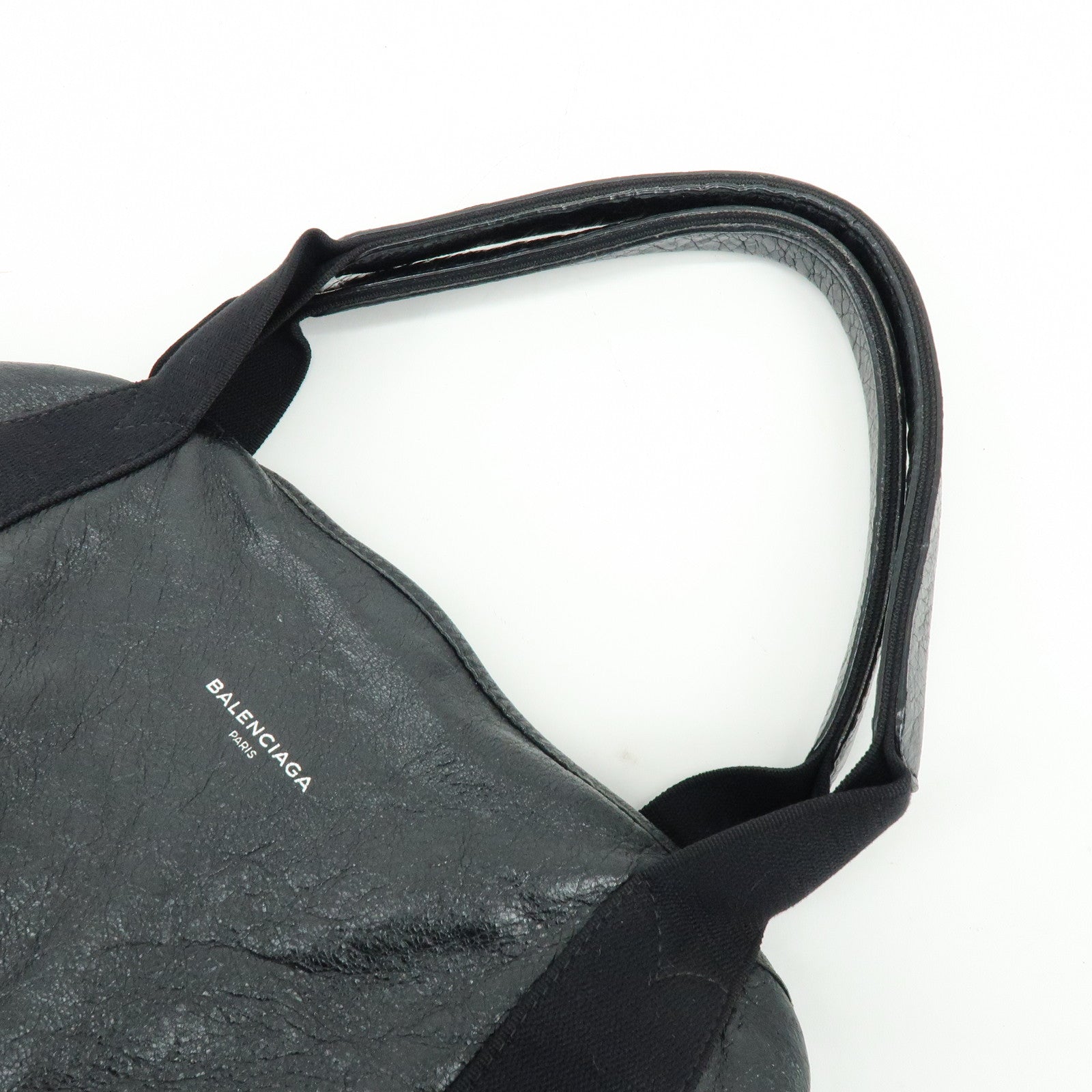 BALENCIAGA Navy Cabas Leather Small Tote Bag Black 339933