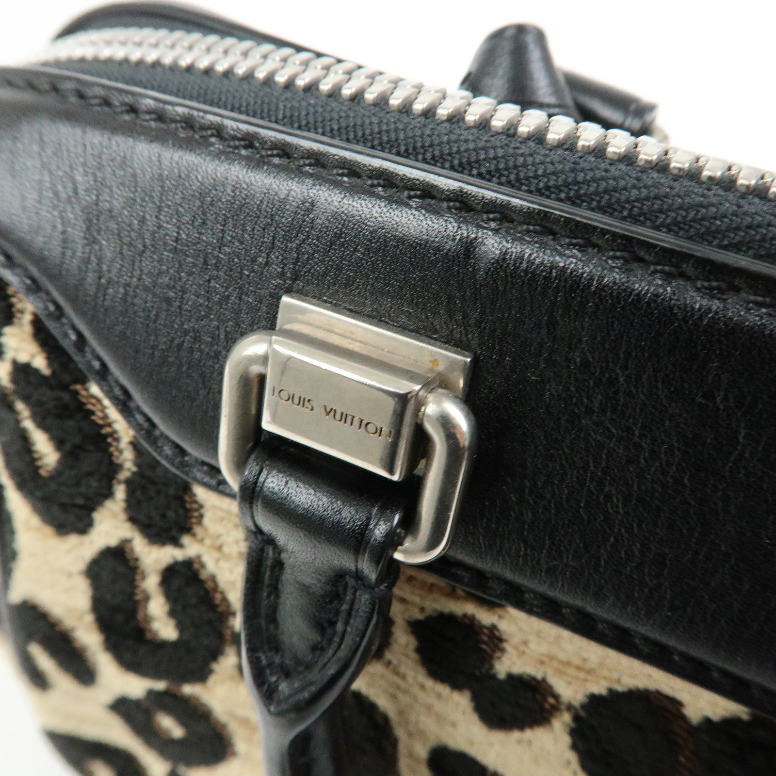 Louis Vuitton Jacquard Canvas Leather Leopard Baby Hand Bag M94257