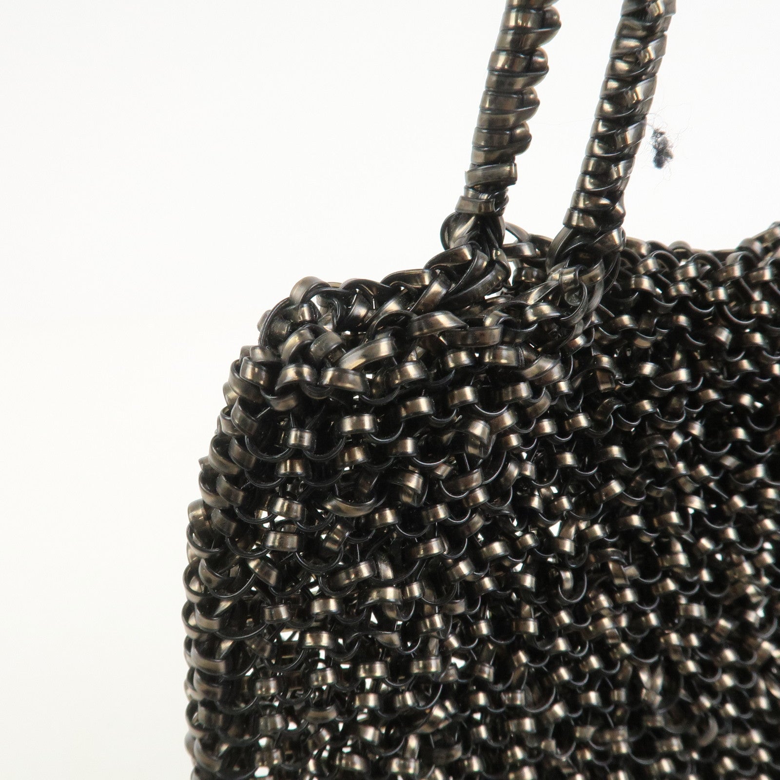 ANTEPRIMA Wire Bag PVC Leather Hand Bag Flower Motif Black Gold