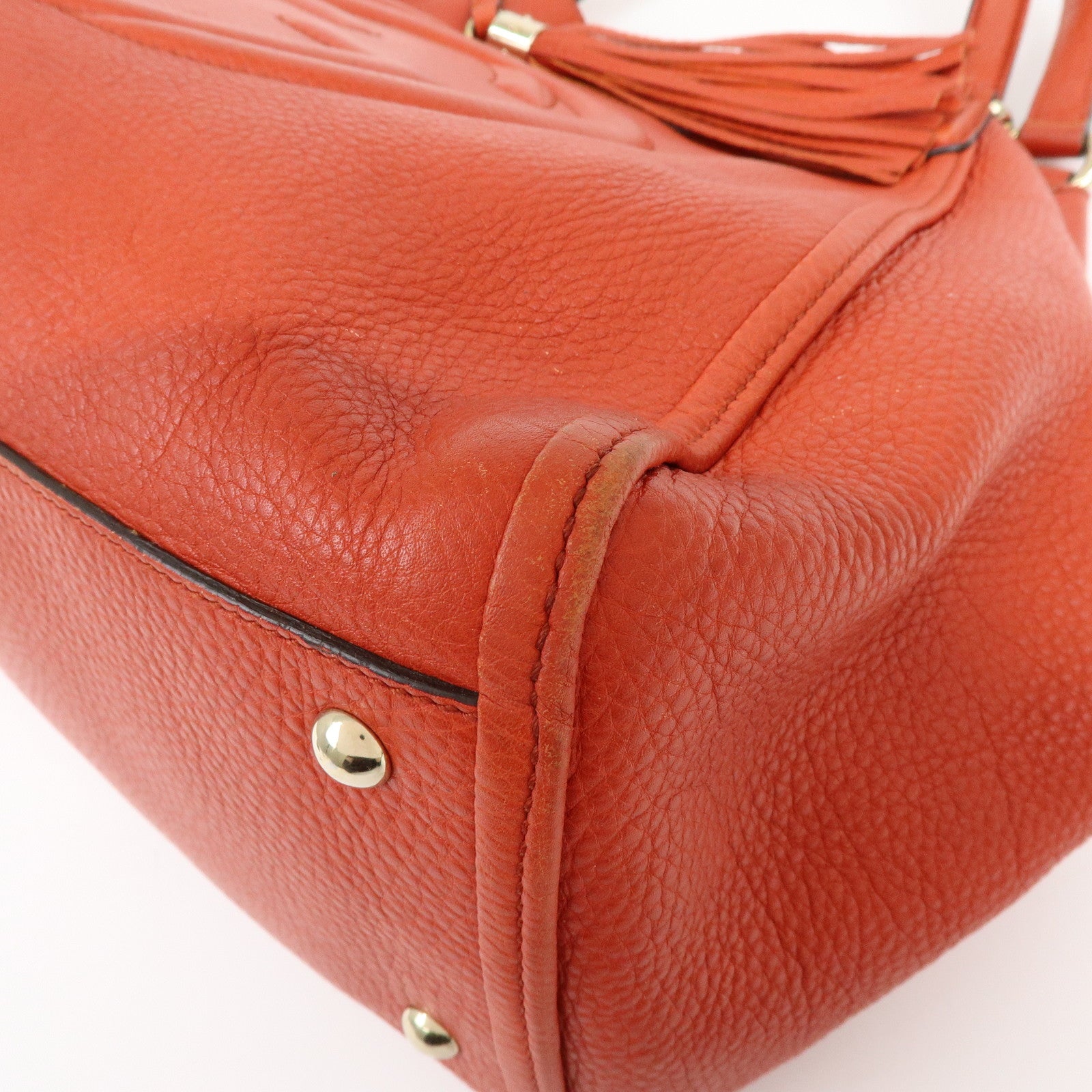GUCCI SOHO Interlocking G Leather Tote Bag Hand Bag Orange 282309