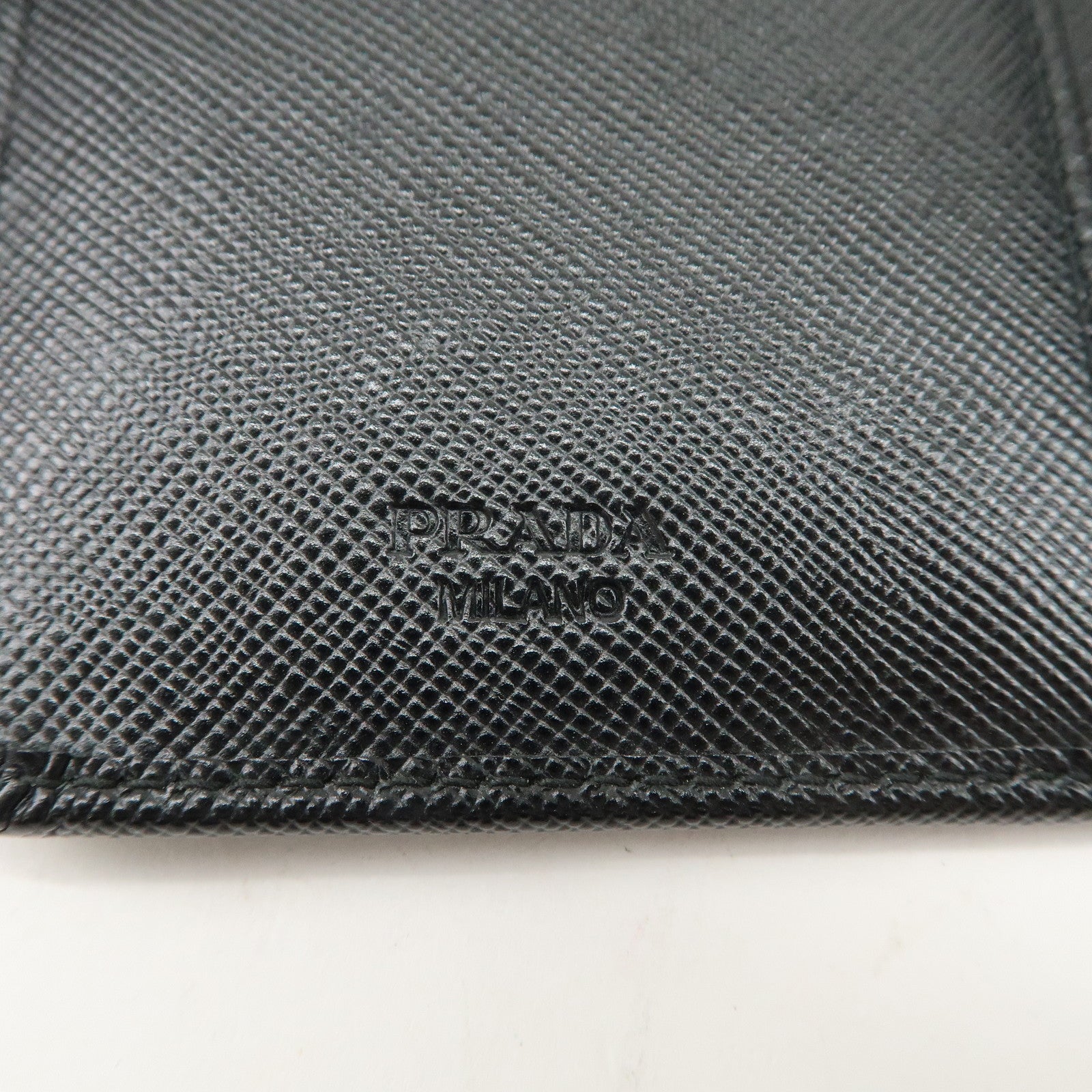 PRADA Logo Saffiano Leather Bi-fold Compact Wallet Black 1M1225