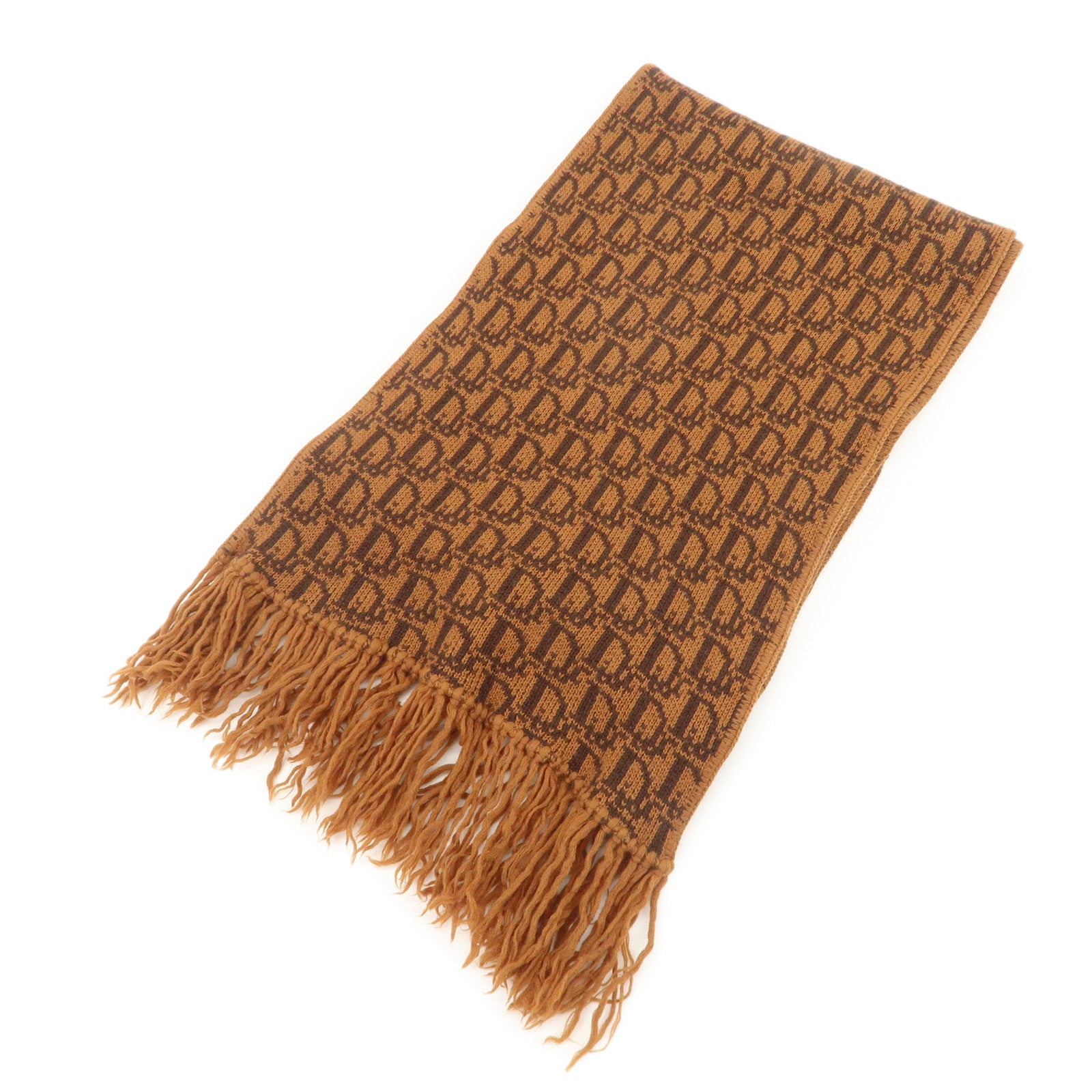Christian Dior Trotter Wool 100% Scarf Brown