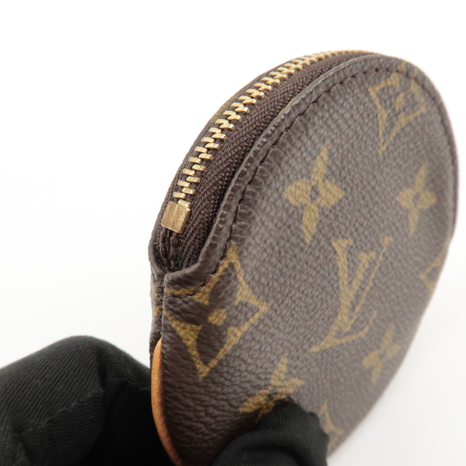 Louis Vuitton Monogram Porte Monnaie Rond Coin Case Brown M61926 Used