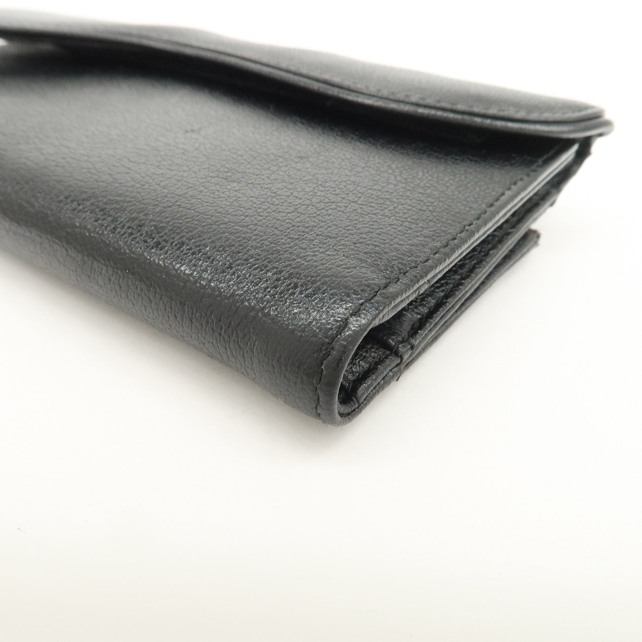 Christian Dior Leather Saddle Long Wallet Black Gold