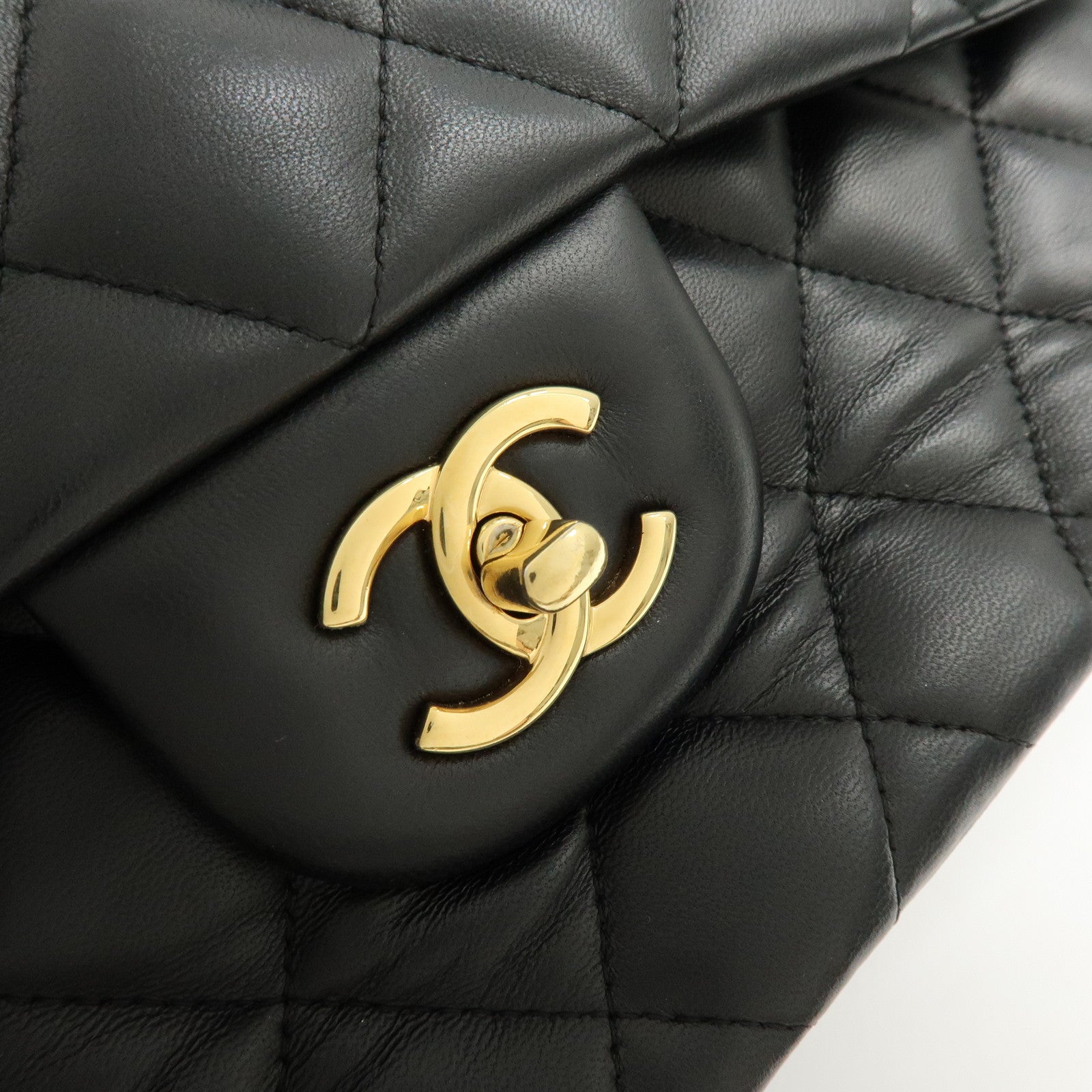 CHANEL Matelasse Lamb Skin Chain Shoulder Bag Black A58600