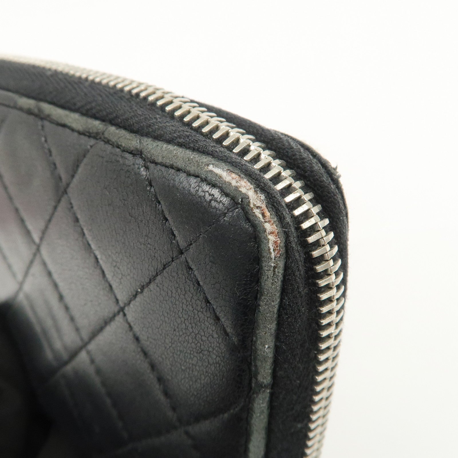 CHANEL Matelasse Lamb Skin Round Zippy Long Wallet Black A50097