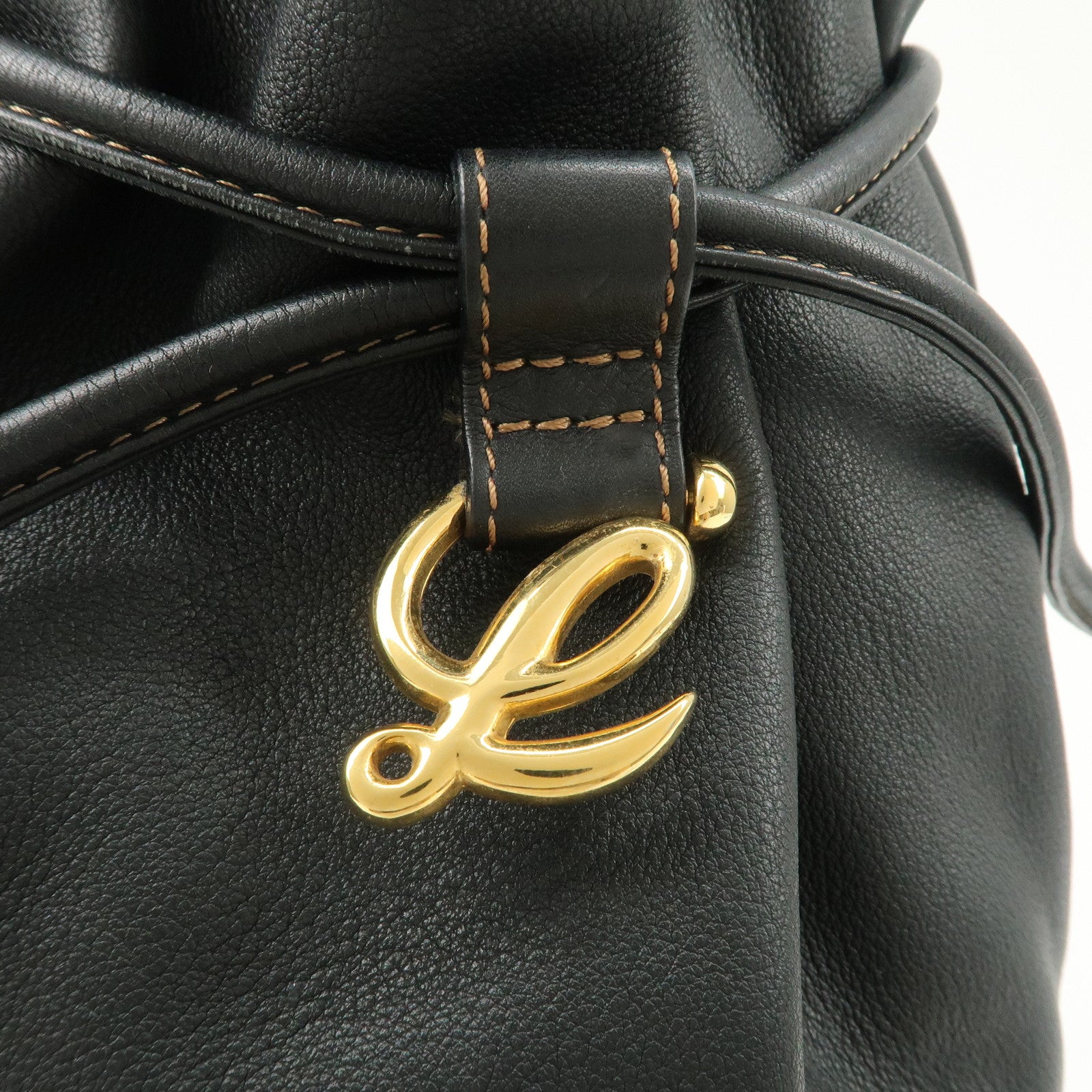 LOEWE Anton Leather Shoulder Bag Cross Body Bag Black Used