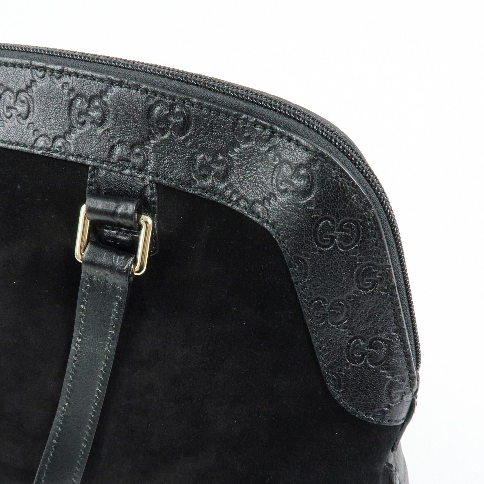 GUCCI Guccissima Leather Suede Hand Bag Shoulder Bag Black 295530