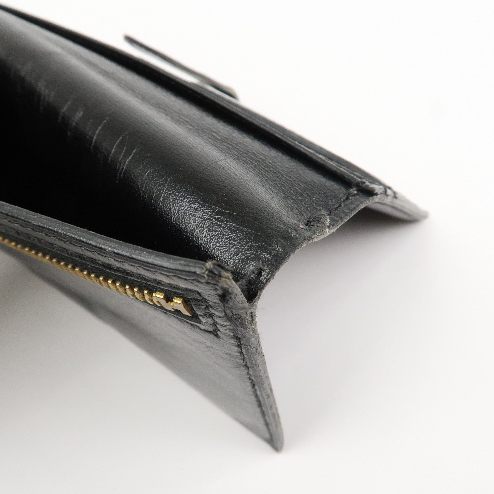 HERMES Box Calf Leather Beant Classic Long Wallet Black