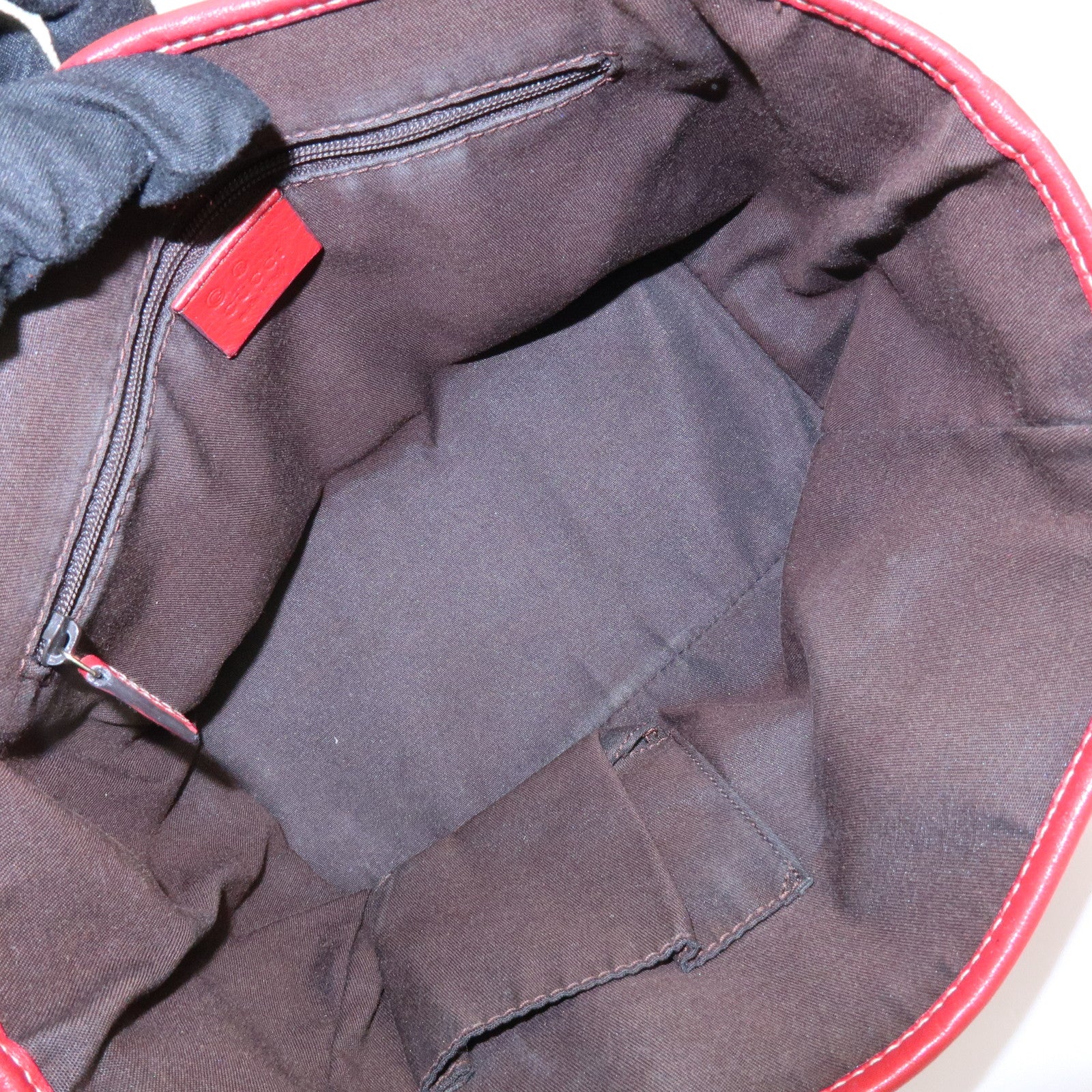 GUCCI GG Canvas Leather Tote Bag Hand Bag Red 257249