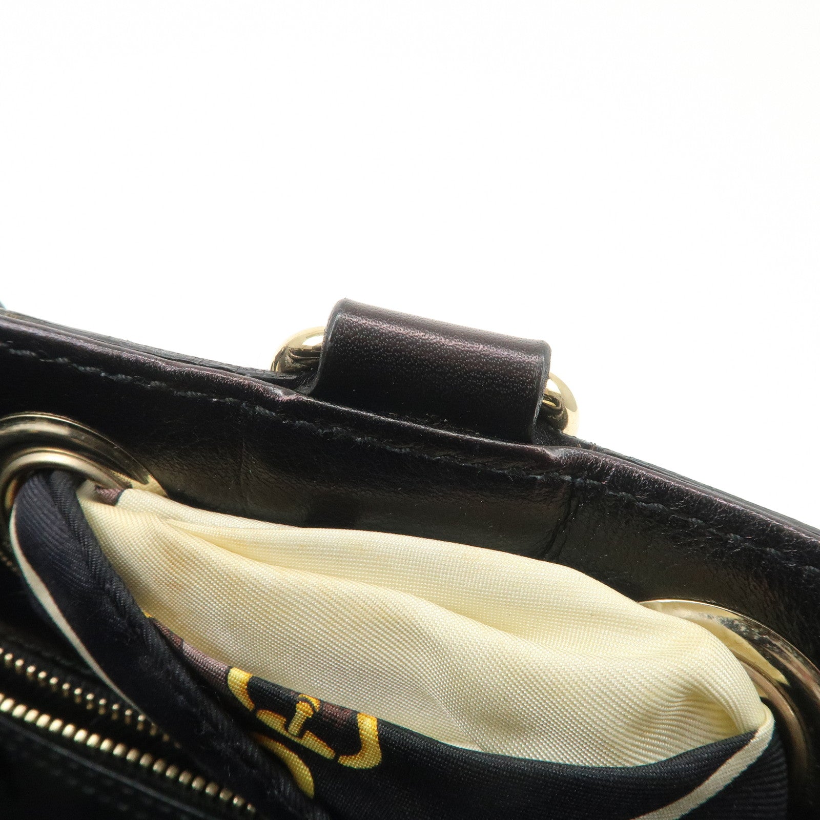 GUCCI Canvas Leather Hand Bag Tote Bag Black 163861