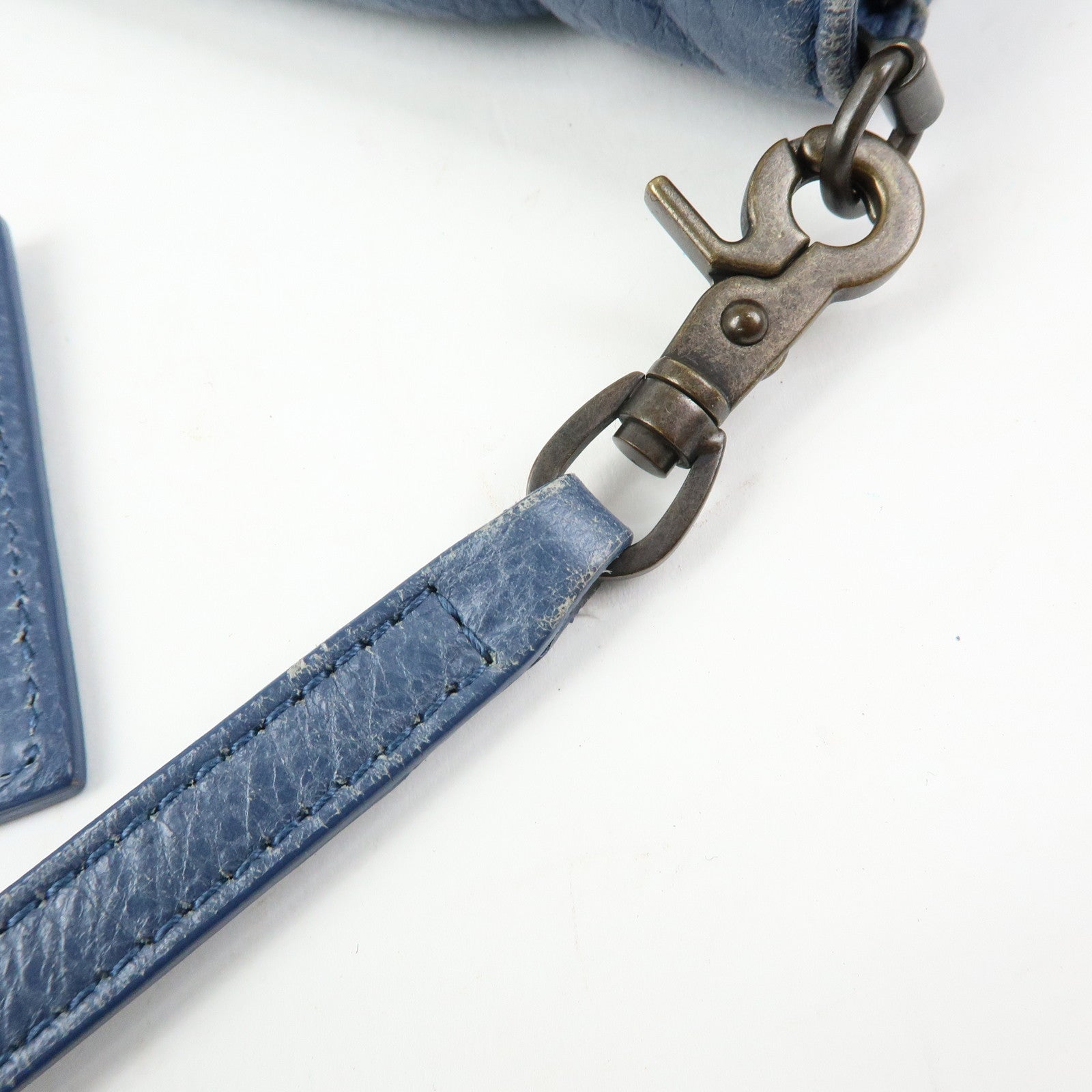 BALENCIAGA Classic Envelope Leather 2Way Shoulder Bag Blue 319376