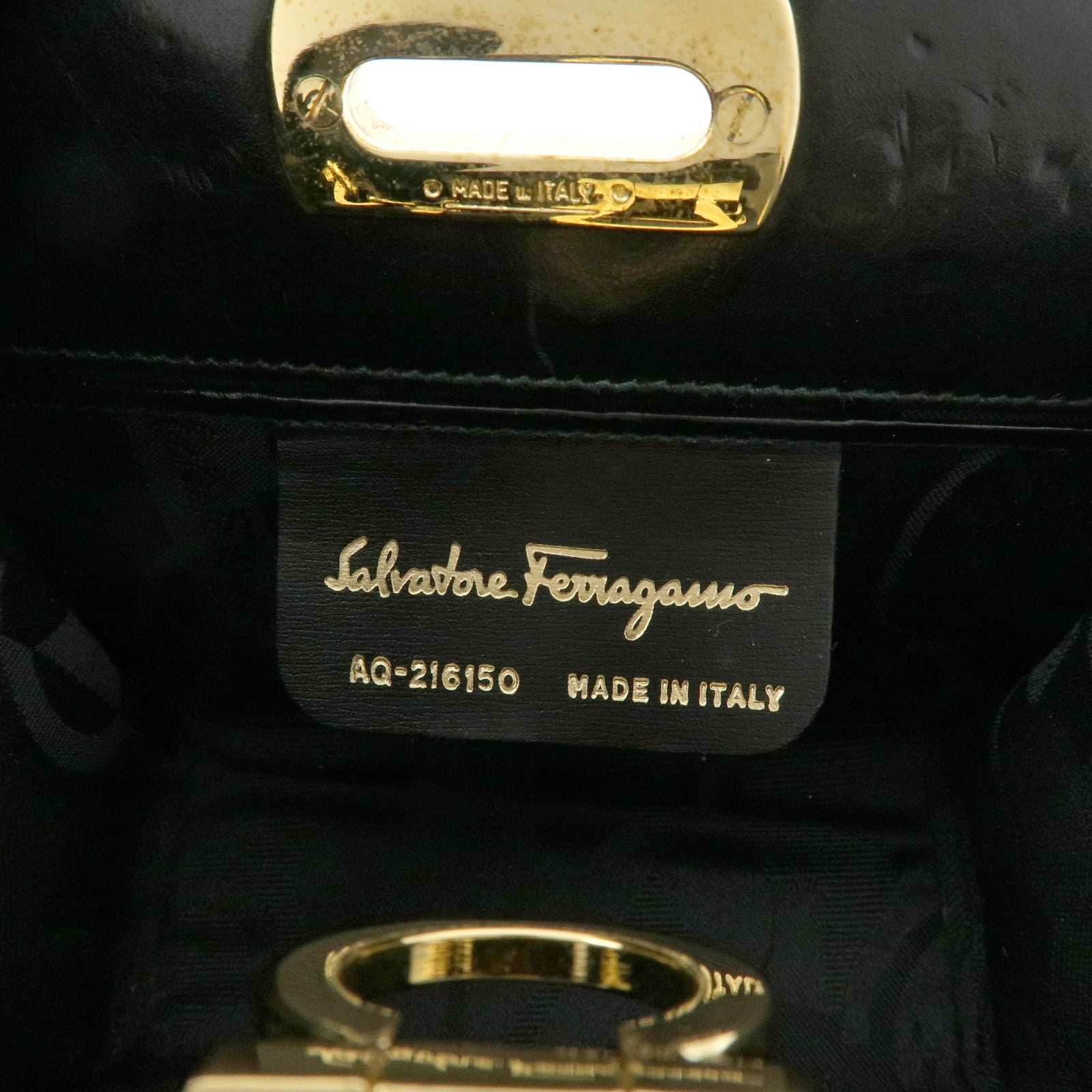 Ferragamo Gancini Suede Leather Chain Shoulder Crossbody Bag Black