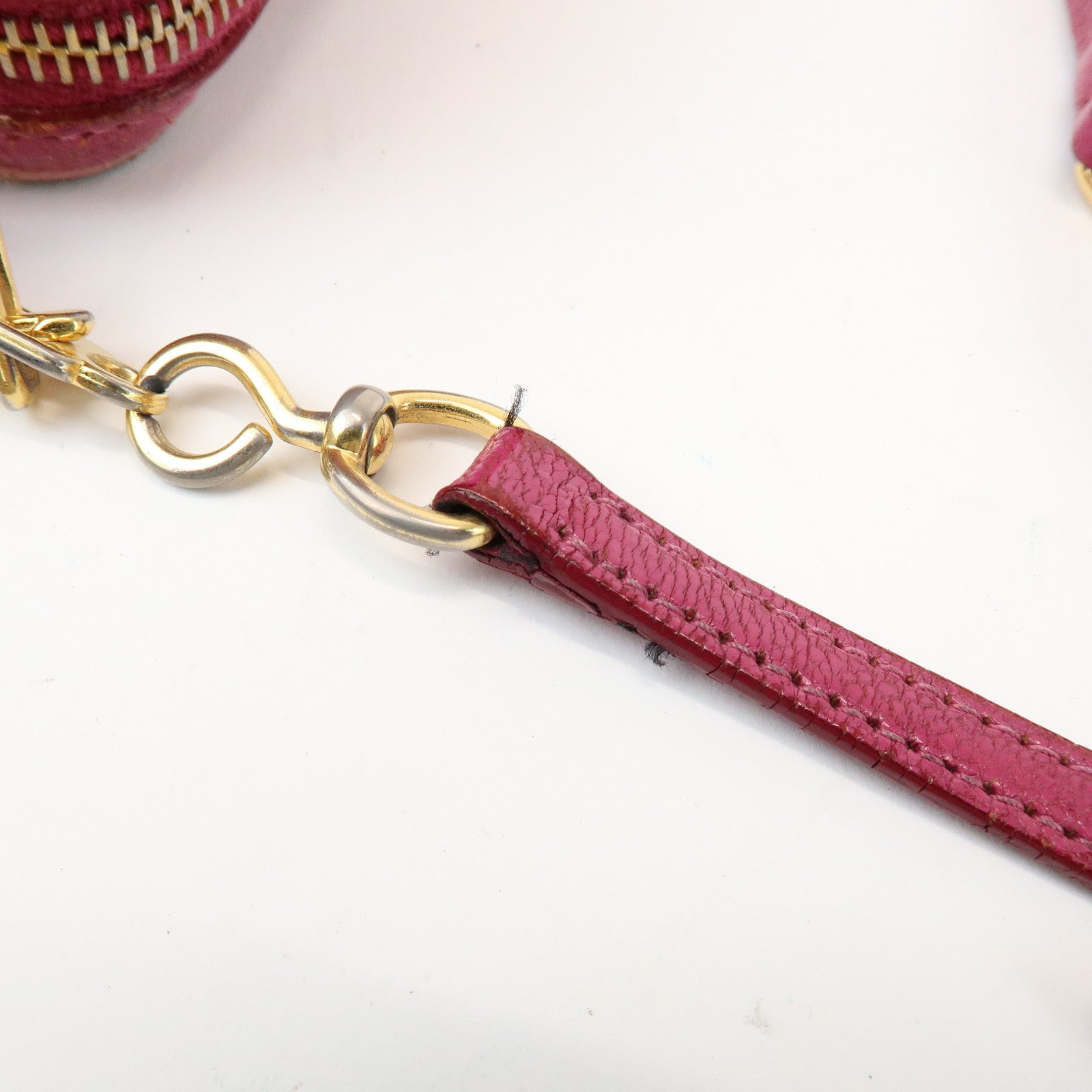 MIU MIU Logo Madras Leather Shoulder Bag Crossbody Bag Pink RT0539