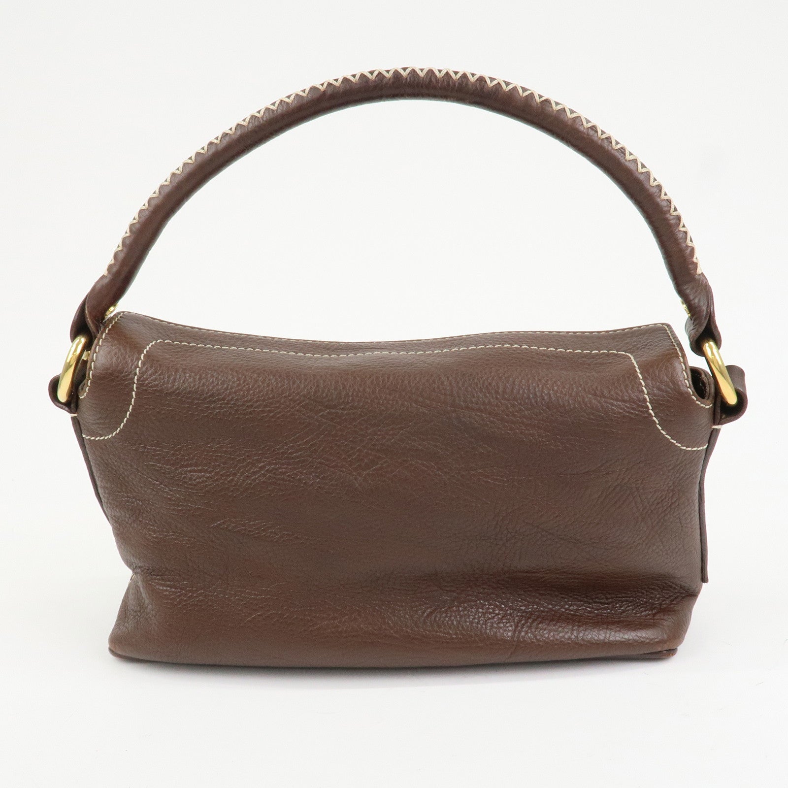 CELINE Macadam Logo Leather Hand Bag Shoulder Bag Brown