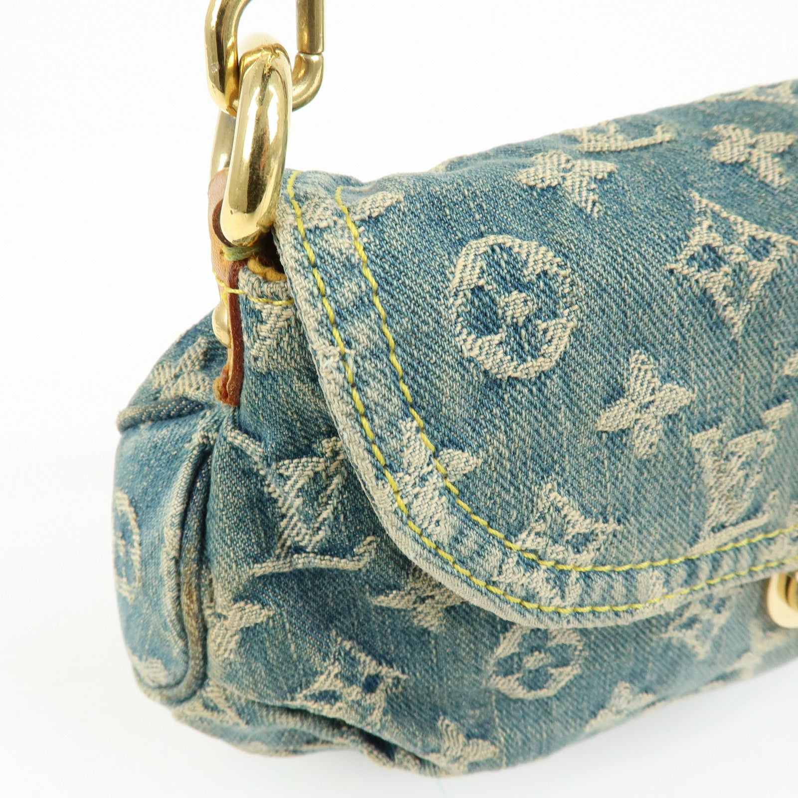 Louis Vuitton Monogram Denim Mini Pleaty Shoulder Bag Blue M95050