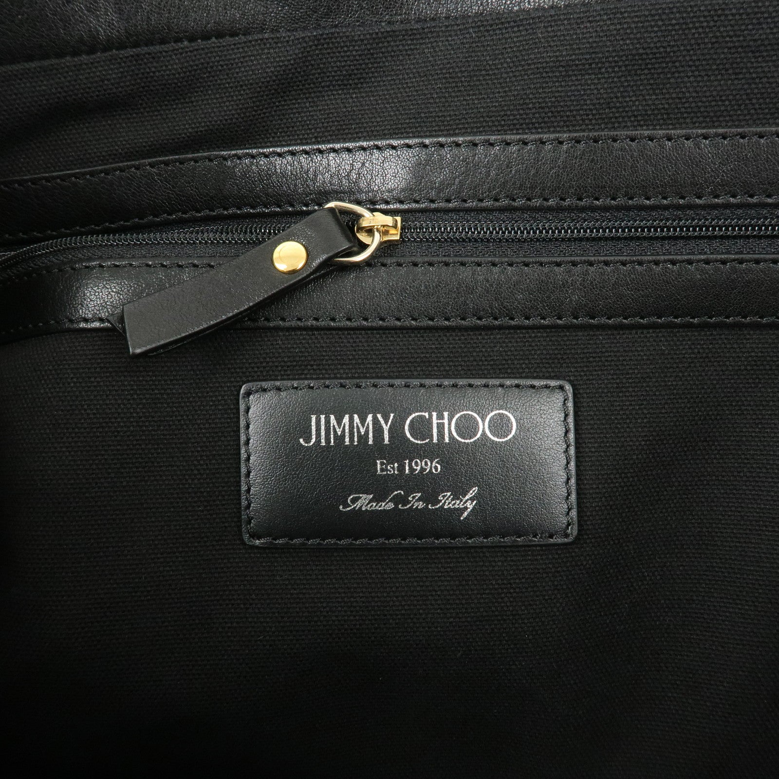 JIMMY CHOO Leather Star Studs Tote Bag Hand Bag Black Silver HDW Used