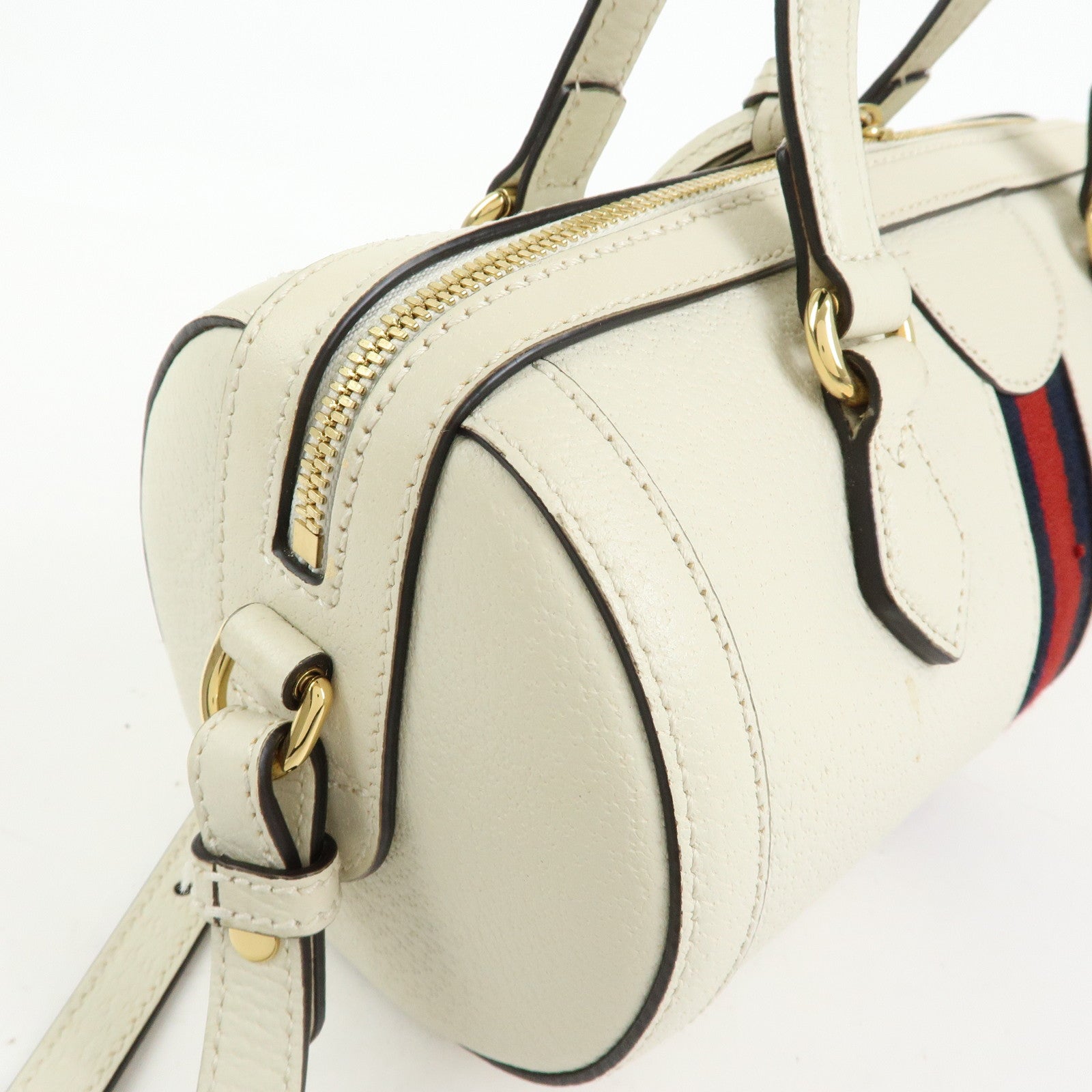GUCCI Ophidia Sherry Leather 2Way Hand Shoulder Bag White 602577