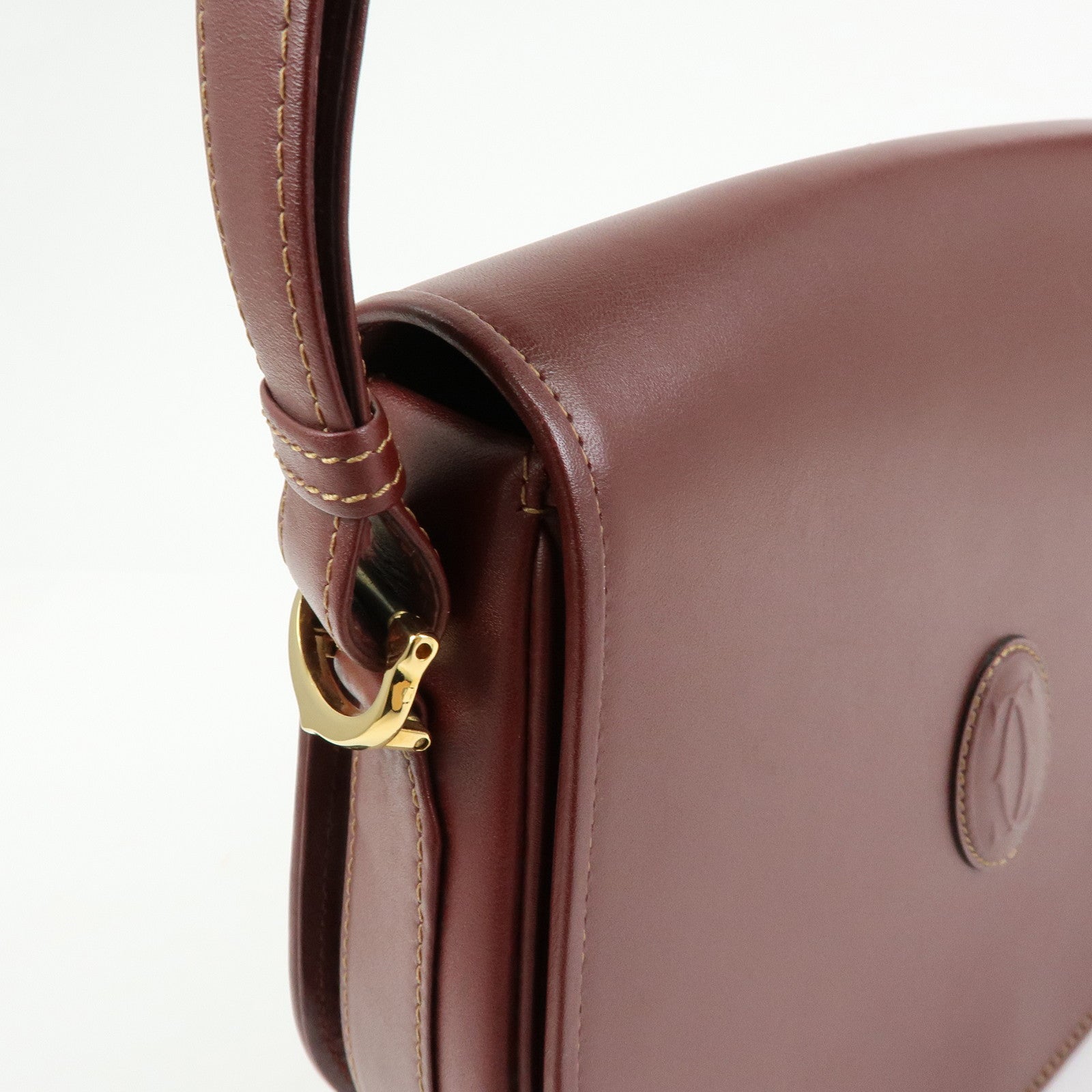 Cartier Must de Cartier Leather Shoulder Bag Crossbody Bag Bordeaux