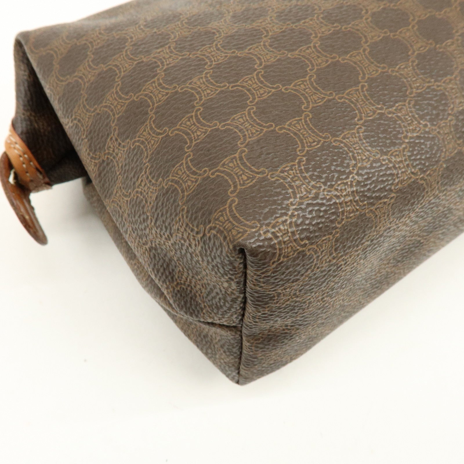 CELINE Macadam PVC Leather Pouch Cosmetic Pouch Brown