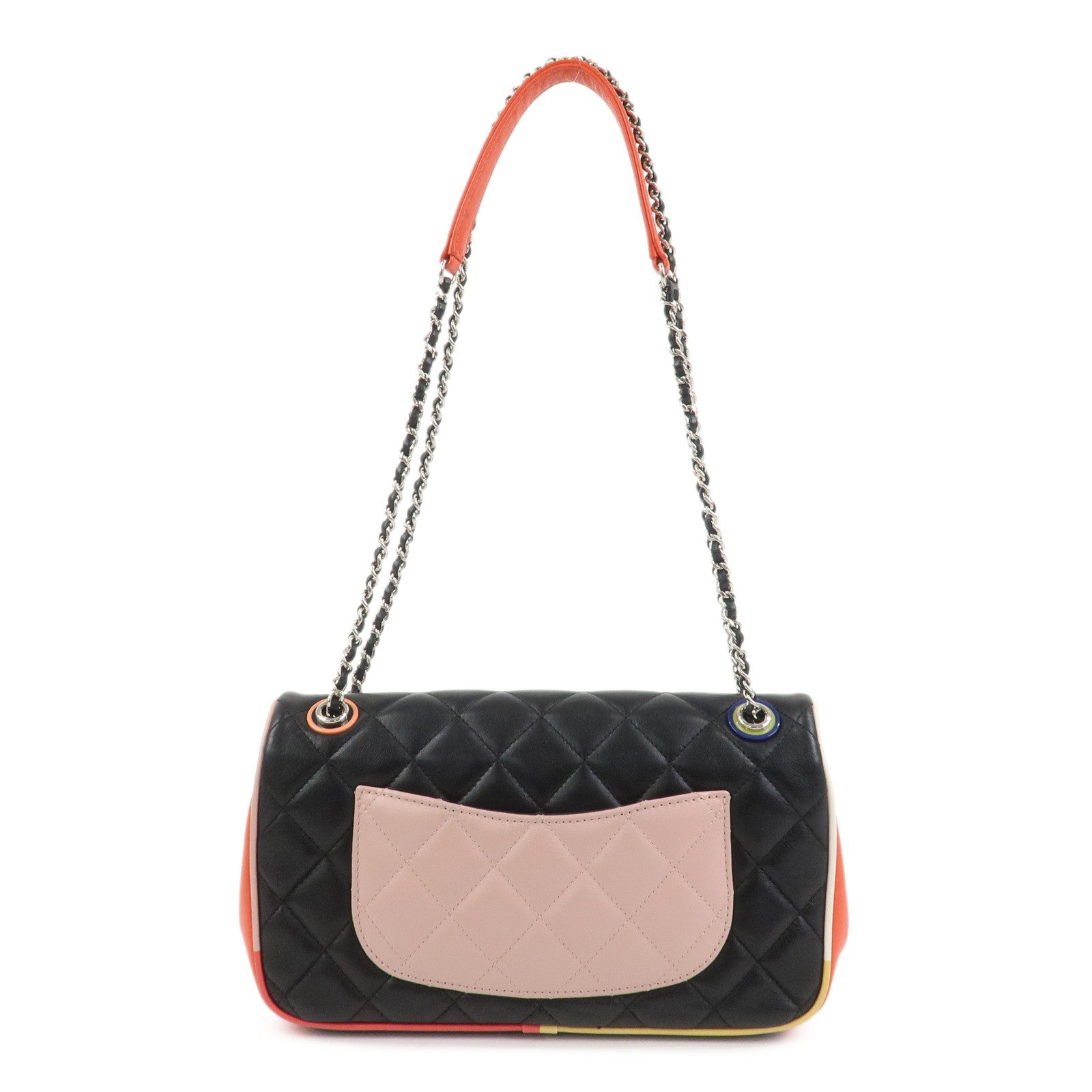 CHANEL Matelasse COCO Mark Lamb Skin Shoulder Bag Multicolor A93691