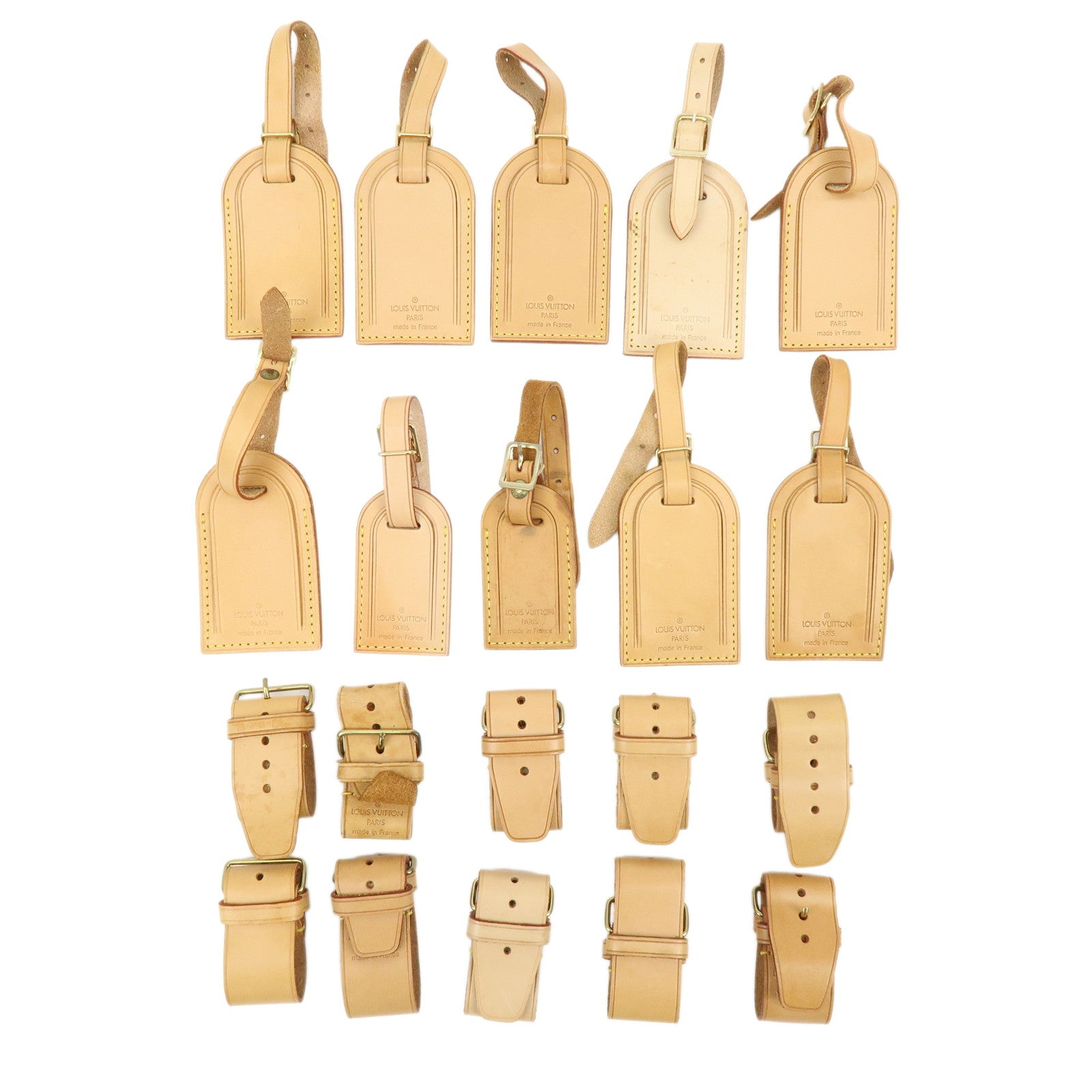 Louis Vuitton Set of 10 Leather Name Tag & Poignet Natural