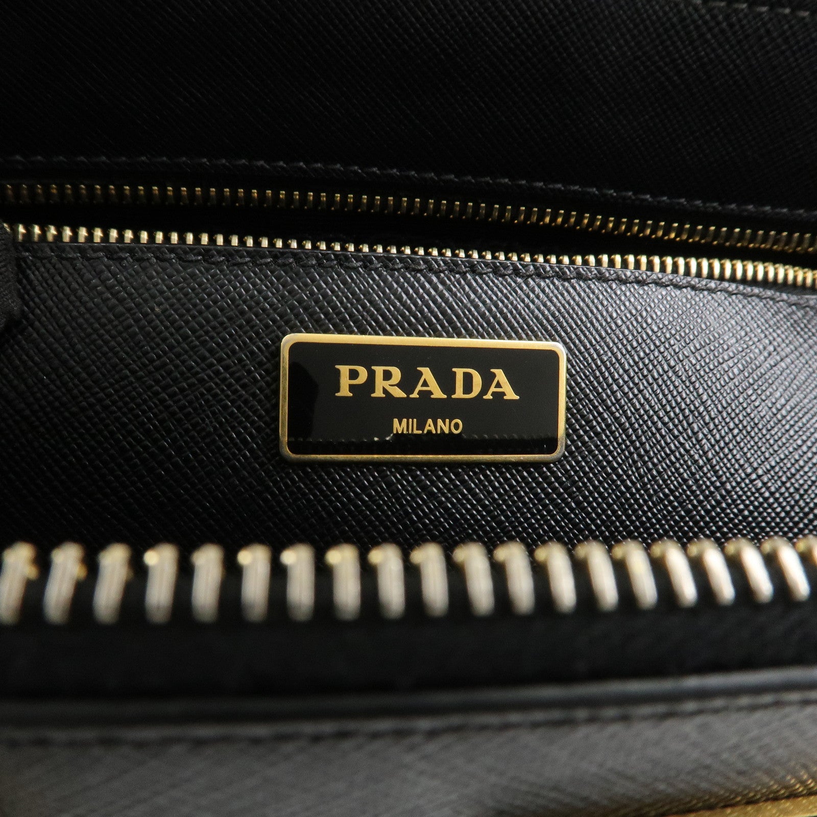 PRADA Triangle Logo Galleria Saffiano Leather 2Way Bag Black 1BA274