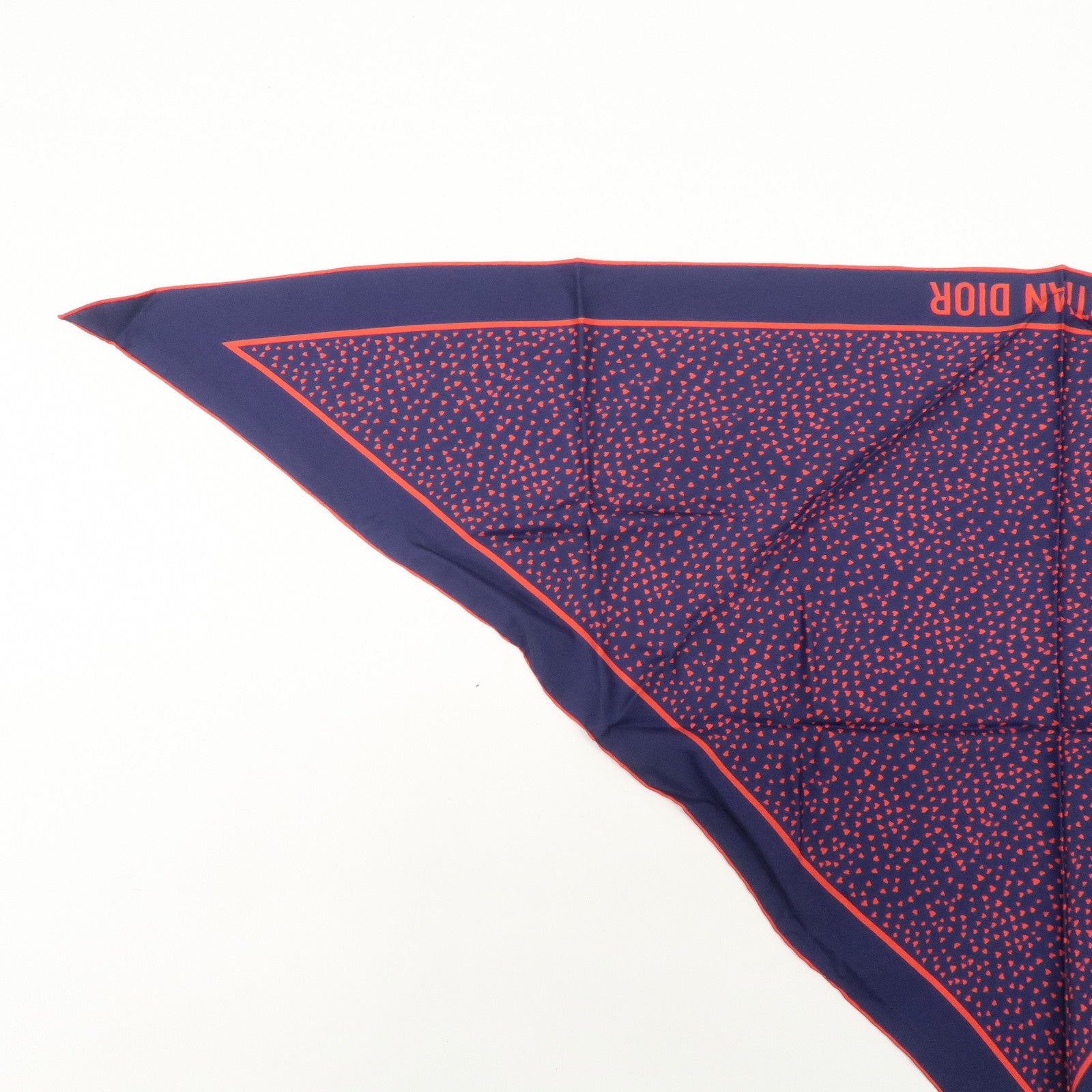Christian Dior Silk 100% Triangle Scarf Dark Navy Red
