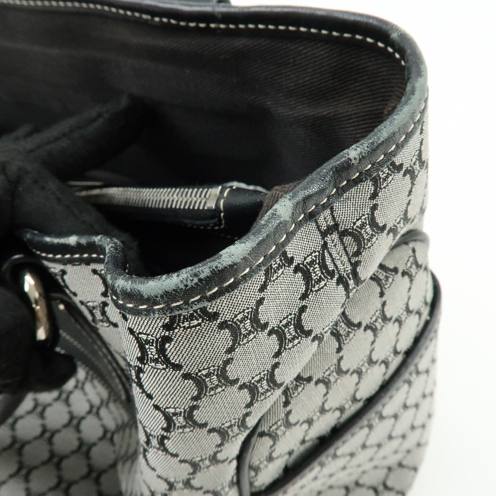 CELINE Macadam Canvas Leather Boogie Bag Hand Bag Navy