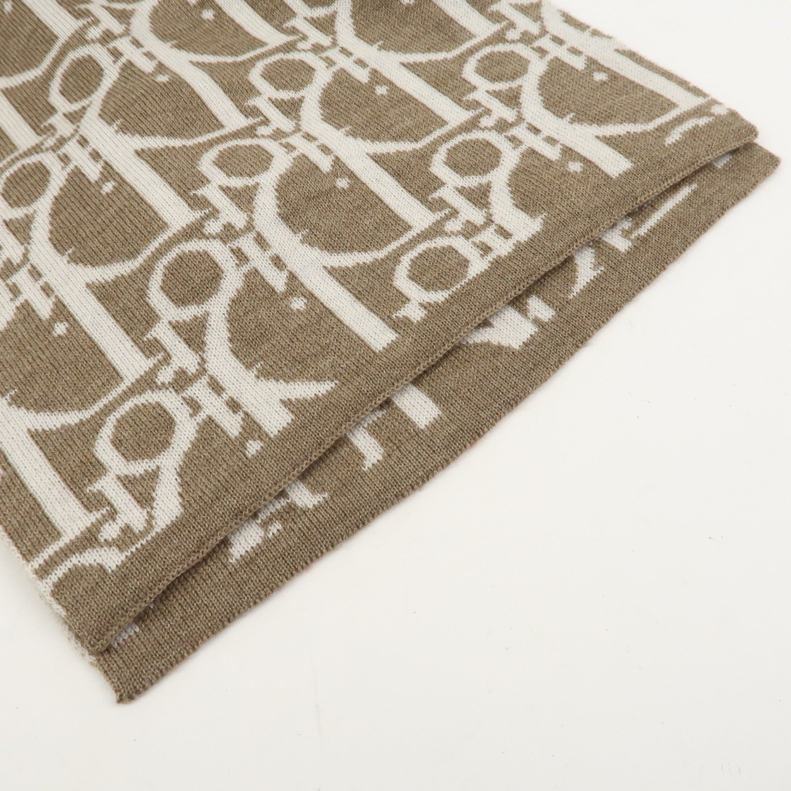 Christian Dior Trotter Wool 100% Scarf Shawl Brown