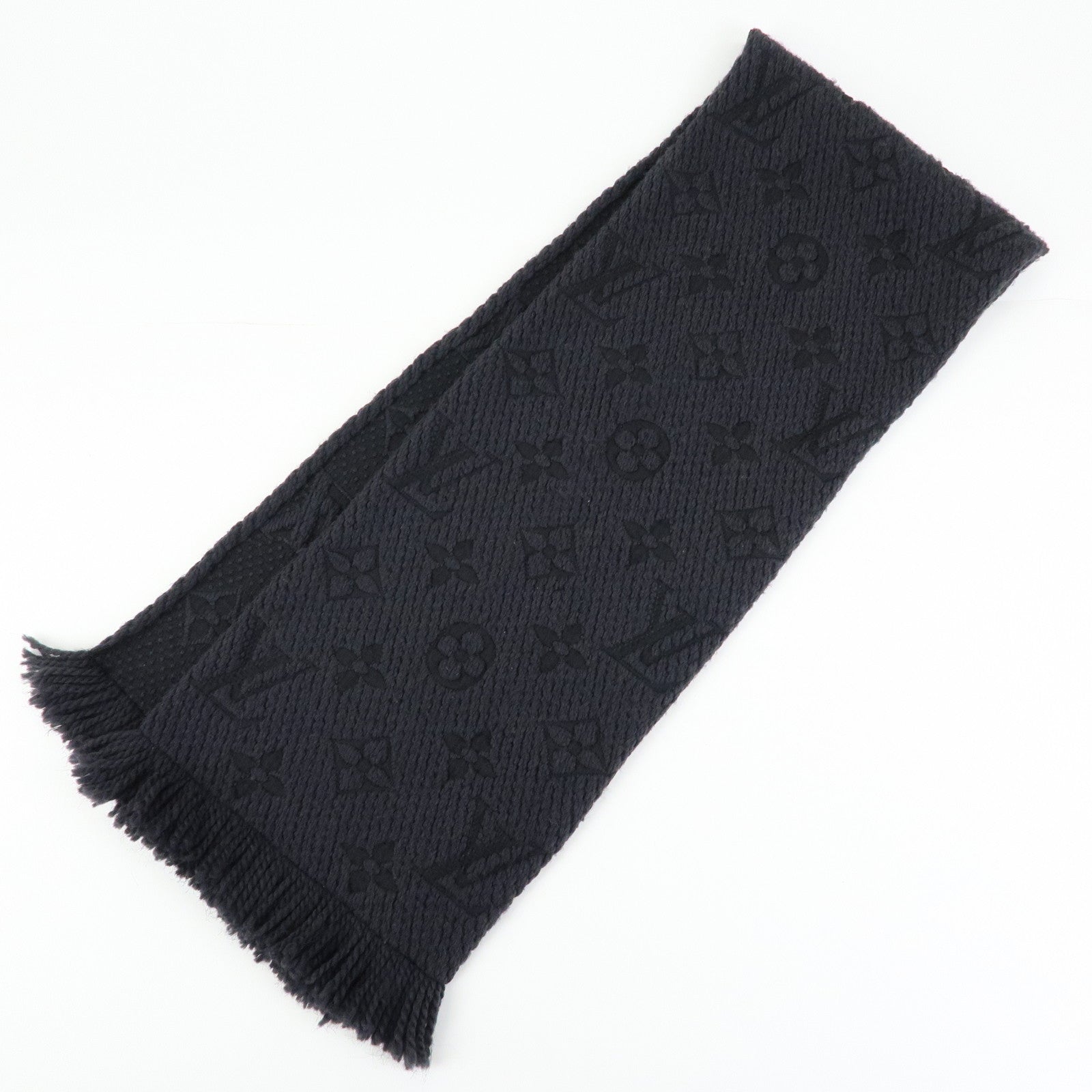 Louis Vuitton Echarpe Logomania Wool Silk Scarf Black M72431