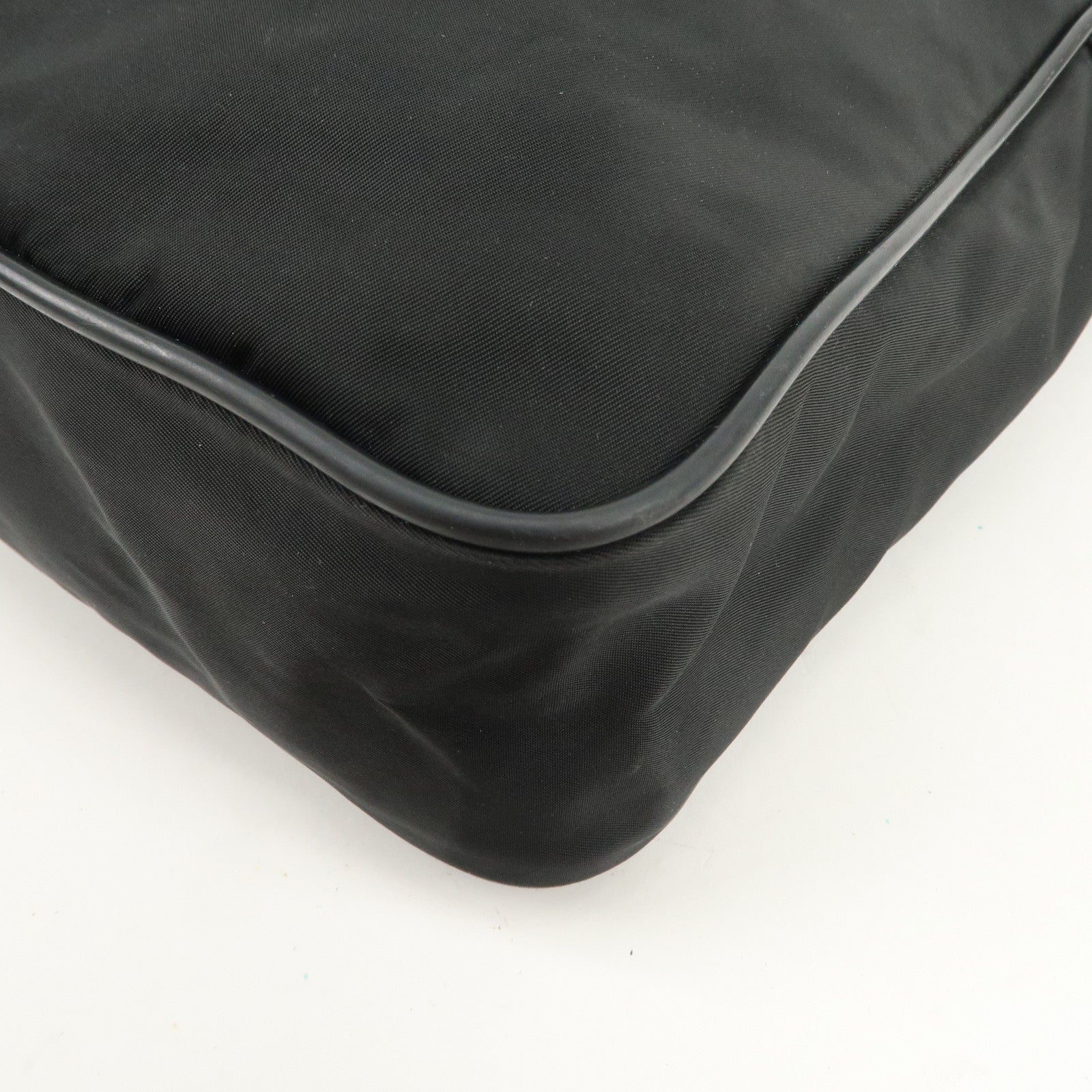 PRADA Logo Nylon Leather Shoulder Bag Crossbody Bag Black BT0421