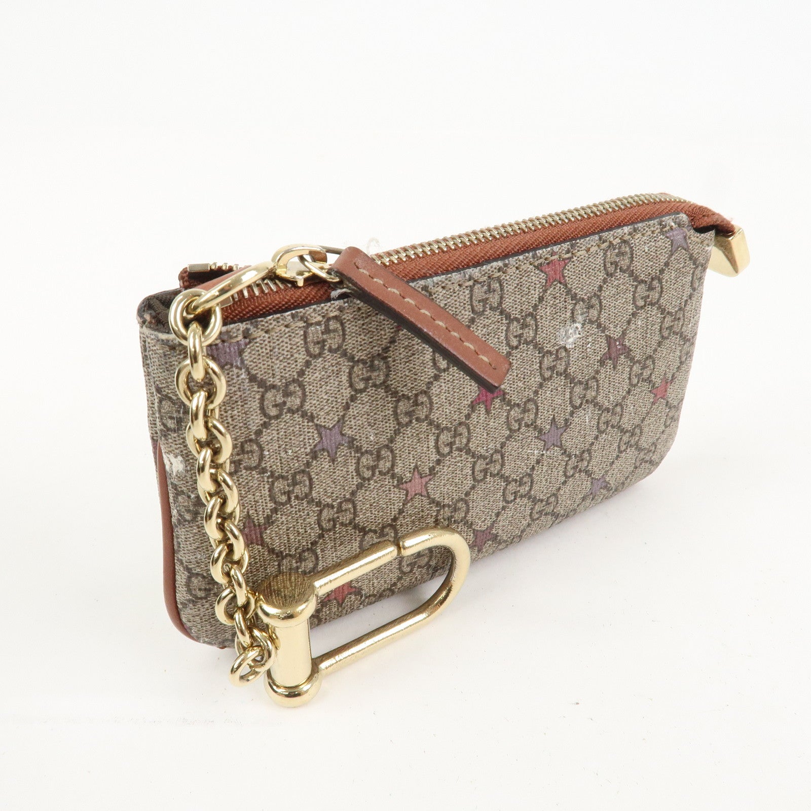 GUCCI GG Supreme PVC Coin Case Key Case Beige 233183