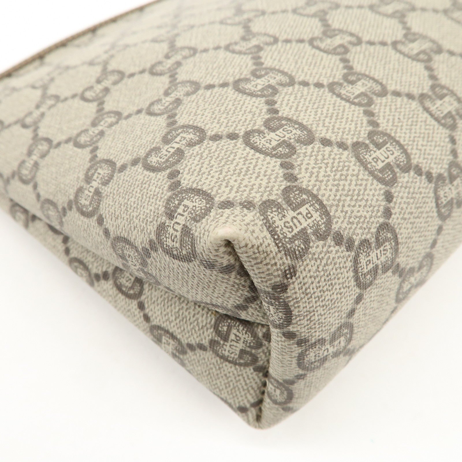 GUCCI GG Plus PVC Leather Clutch Bag Second Bag Beige Brown Used